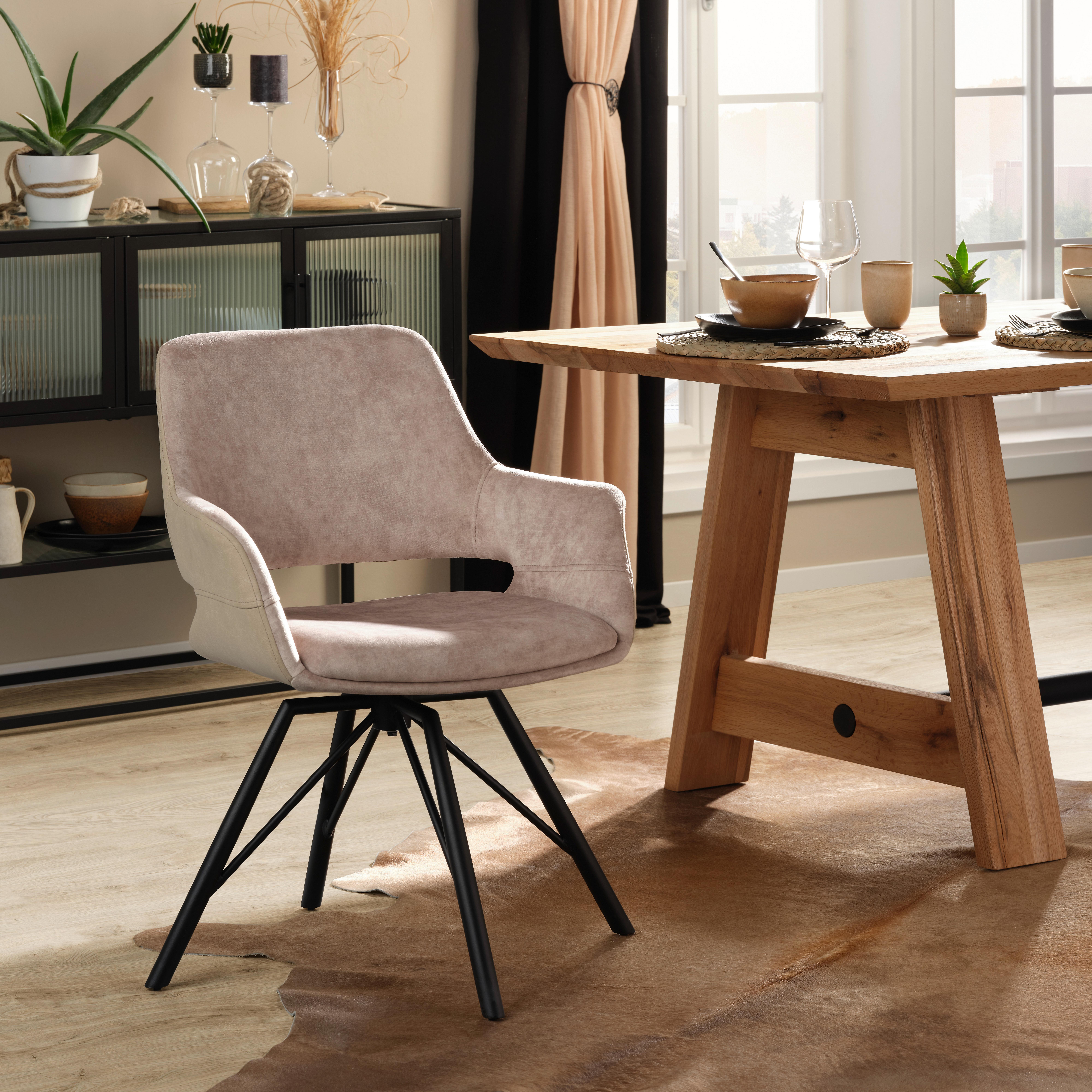 ŽIDLE S PODRUČKAMI ADRIANA - černá/béžová, Moderní, kov/textil (61/85/62,5cm) - Premium Living
