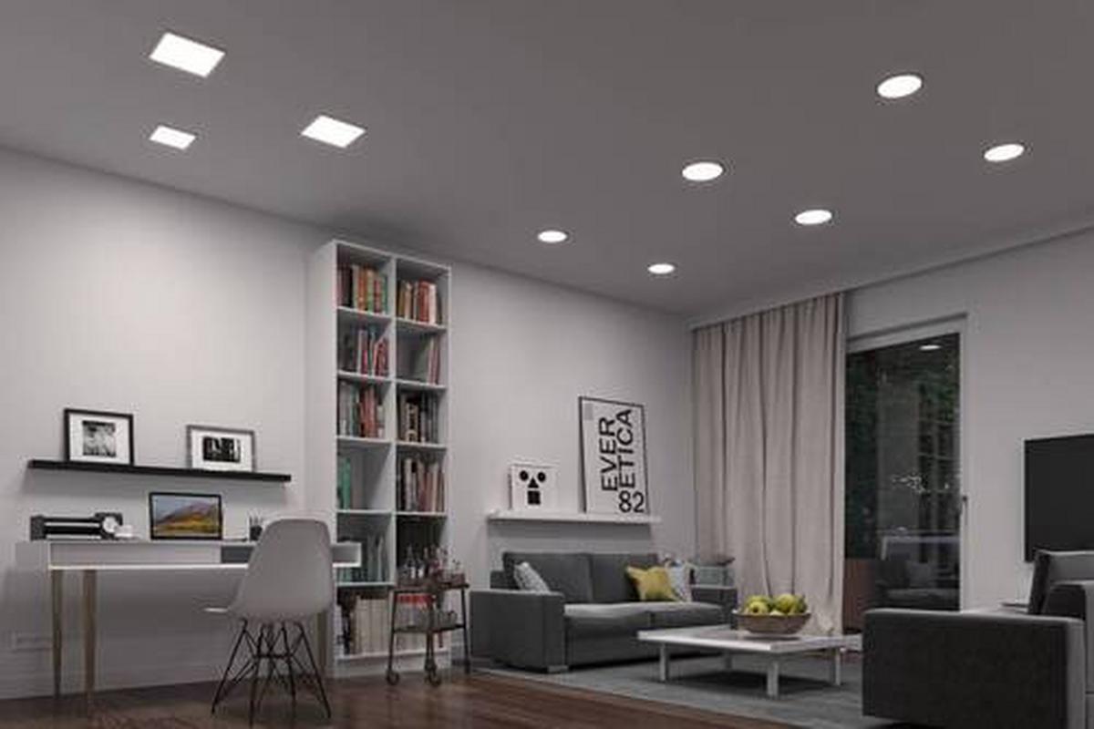LED-Paneel L: 17,5 cm dimmbar - Weiß, Design, Kunststoff (17,5/17,5cm) - Paulmann