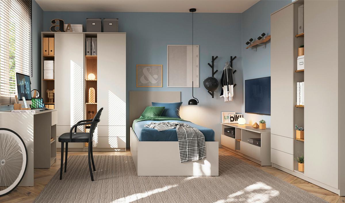 skriňa s otočnými dverami FANO dekor kašmír/dub - kašmírová/farba duba, Modern, kompozitné drevo (72,8/205/40cm) - Modern Living