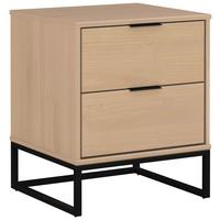 Nočný stolík LUNA borovica masív, farby dubu - čierna/farba borovice, Modern, kov/drevo (50/59/45cm) - MID.YOU