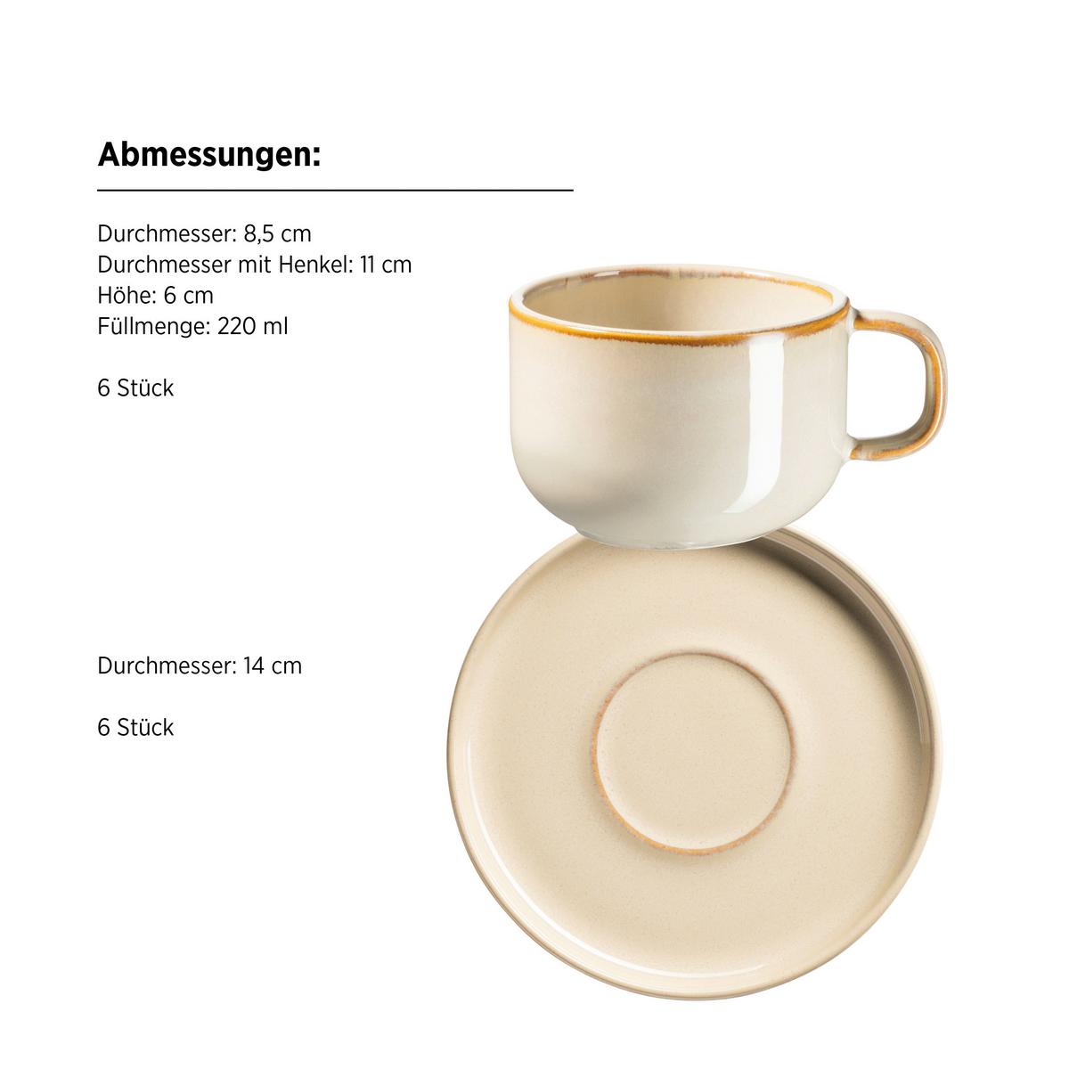 Tassenset Cordelia Sandfarben, 12-Teilig - Sandfarben, Trend, Keramik - Mäser