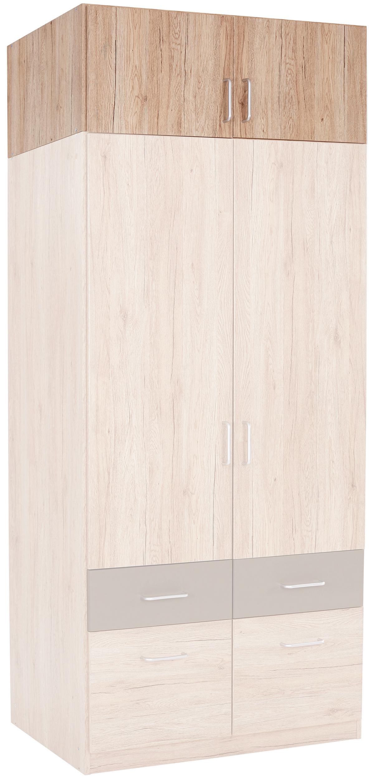 NÁSTAVEC NA SKŘÍŇ AALEN-EXTRA - barvy dubu/barvy hliníku, Konvenční, kompozitní dřevo/plast (91/39/54cm)