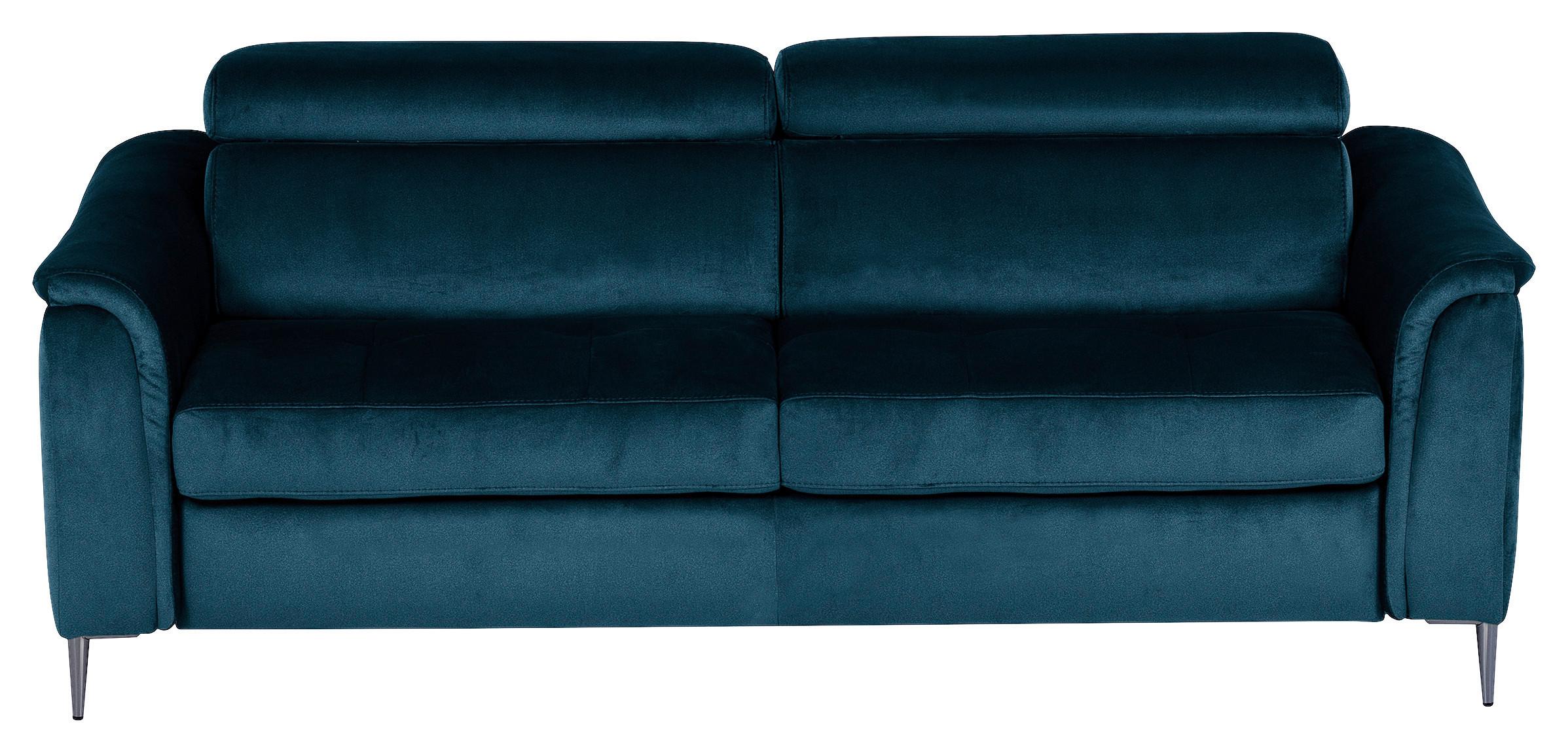 Schlafsofa Pafos Dunkelblau/Hellbraun B: 203 cm - Chromfarben/Dunkelblau, Design, Textil (203/77-98/103cm) - MID.YOU