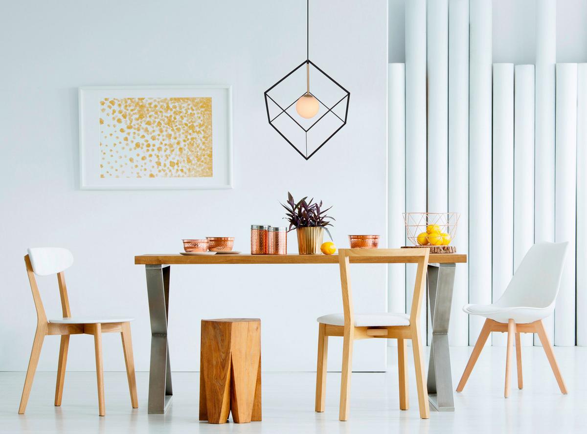 Hängeleuchte Cadre H: 130 cm 1-Flammig, Würfelform - Schwarz/Weiß, Design, Glas/Metall (30/130cm) - Näve