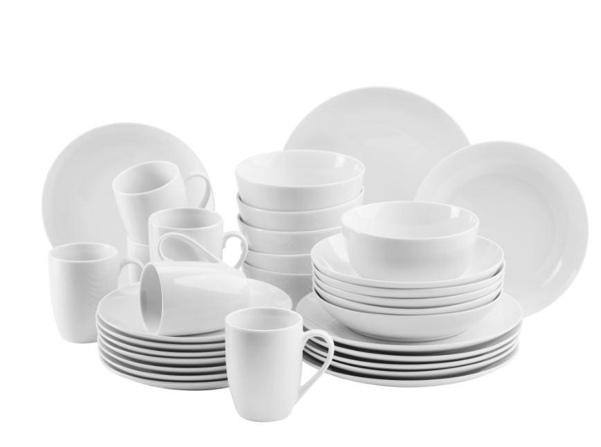 Kombiservice Barca Keramik 6 Personen Geschirr Set Weiß - Weiß, Basics, Keramik - Mäser