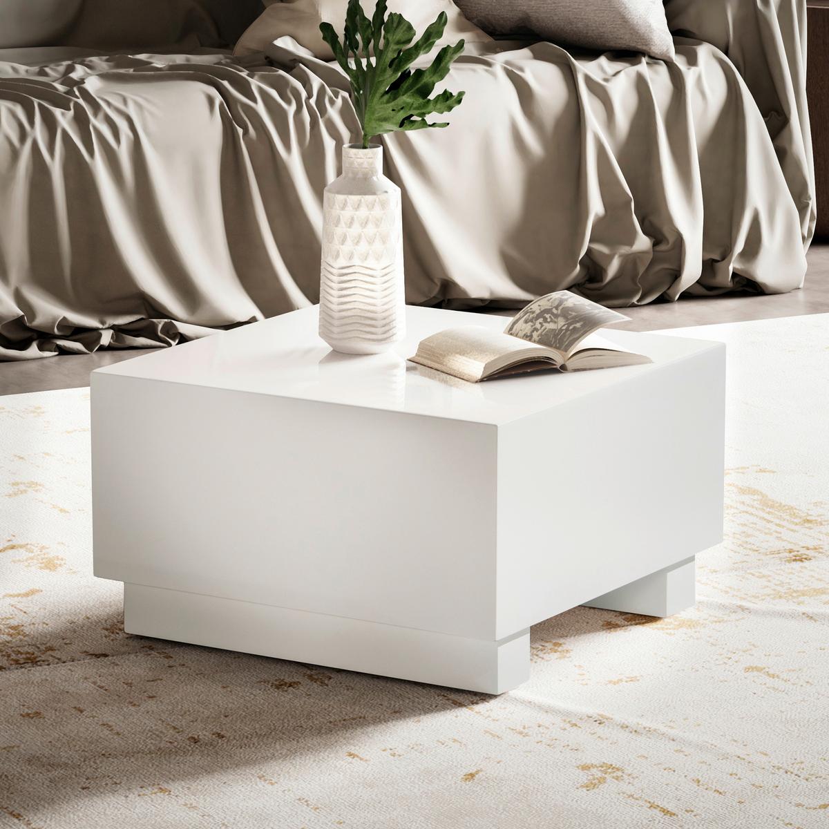 KONFERENČNÝ STOLÍK MONOBLOC - biela s vysokým leskom, Lifestyle, kompozitné drevo (60/60/35cm) - Livetastic