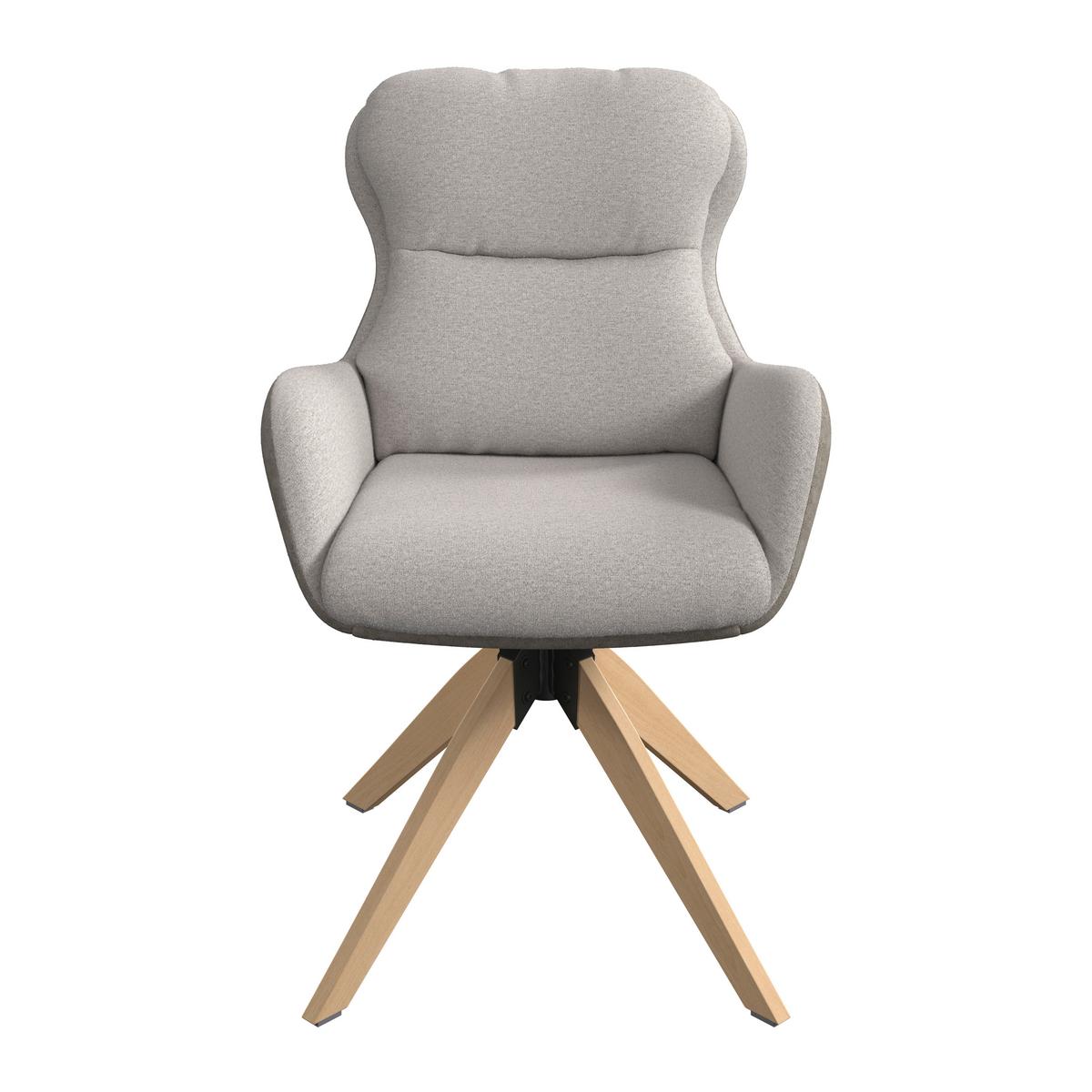 Židle s podrúčkami Neelia, šedobéžová - šedobéžová/přírodní barvy, Moderní, kov/dřevo (59,5/93/69cm) - Bessagi Home