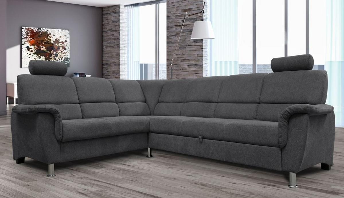 Sedačka MARSYLIA, levá, tmavě šedá - černá/barvy stříbra, Design, kov/dřevo (216/270cm) - MID.YOU