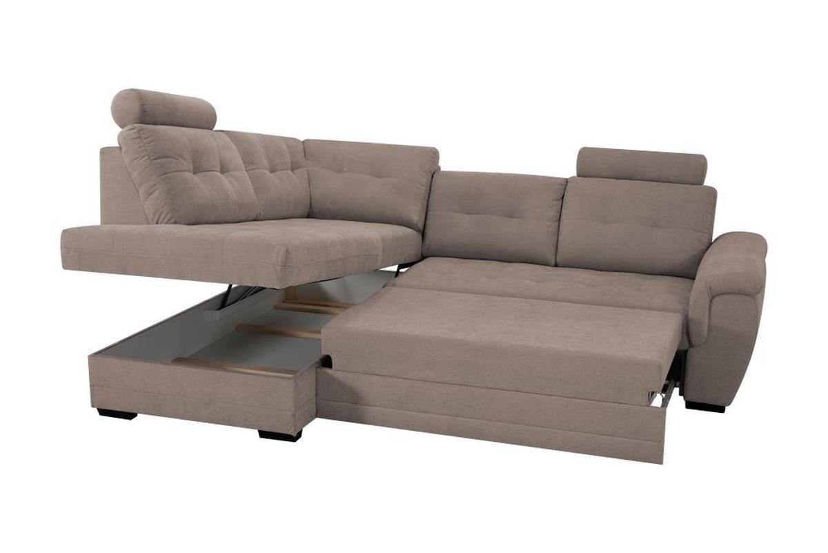 Rohová sedačka FALCO, ľavá, svetlosivá ženilka,2x op.hlavy - čierna/svetlosivá, Konventionell, drevo/kompozitné drevo (183/251cm) - Ondega