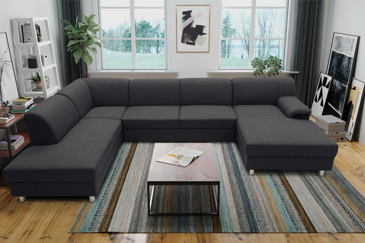 Wohnlandschaft Jamie Mit Schlaffunktion Schlammfarben - Chromfarben/Schlammfarben, KONVENTIONELL, Textil (195/308/150cm) - MID.YOU