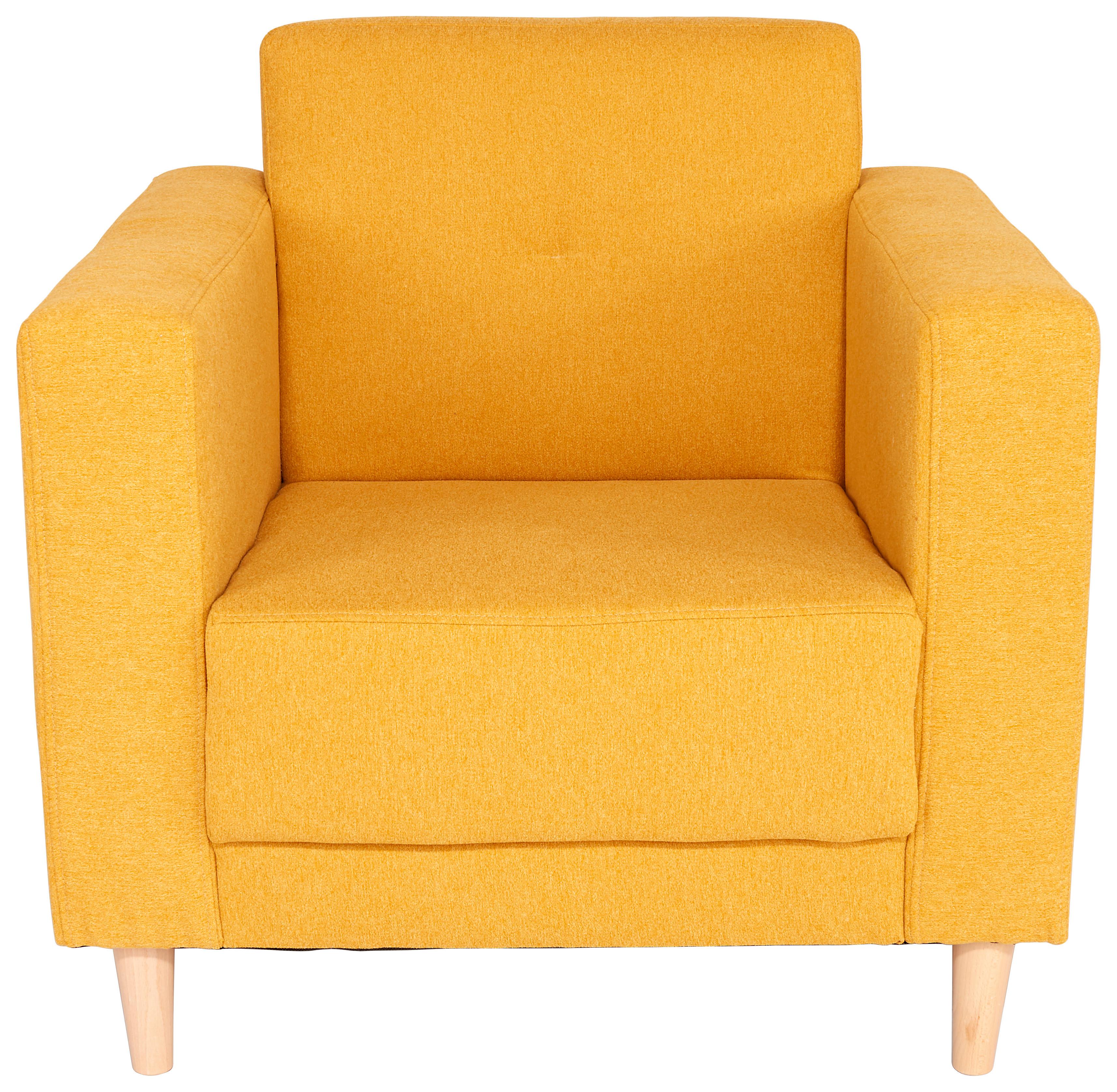 Televízne Kreslo Geneve, Žlté - prírodné farby/žltá, Moderný, drevo/textil (81/81/75cm)