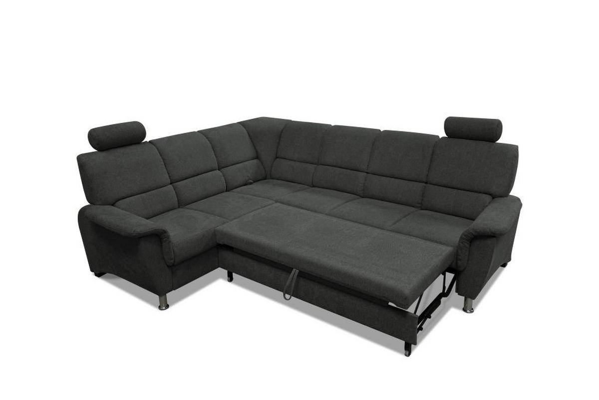 Sedačka MARSYLIA, levá, antracit.velur, s relax.rohem - černá/barvy stříbra, Design, kov/dřevo (216/270cm) - MID.YOU