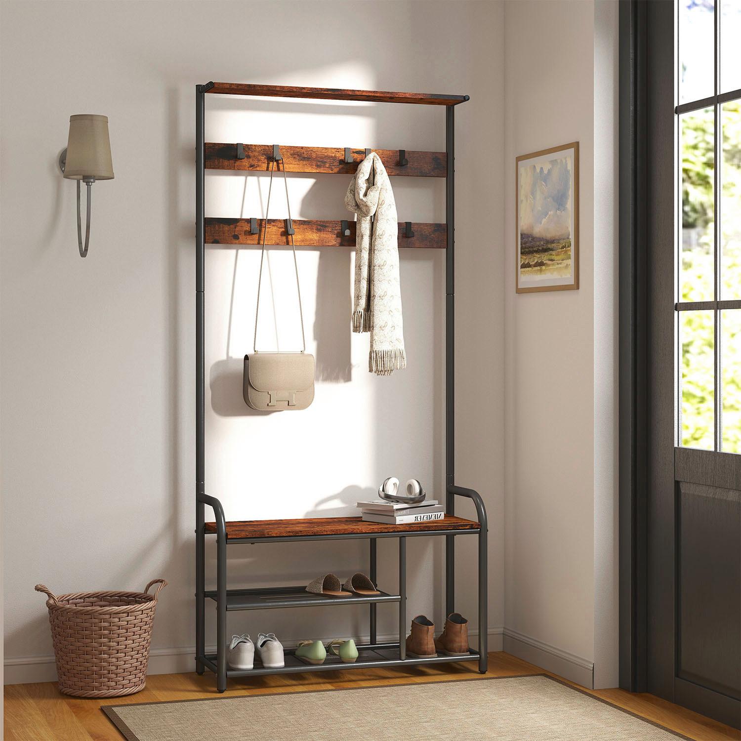 Garderobe Braun, Schwarz B: 85 cm - Schwarz/Braun, Trend, Holzwerkstoff/Metall (85/180,5/30cm) - MID.YOU