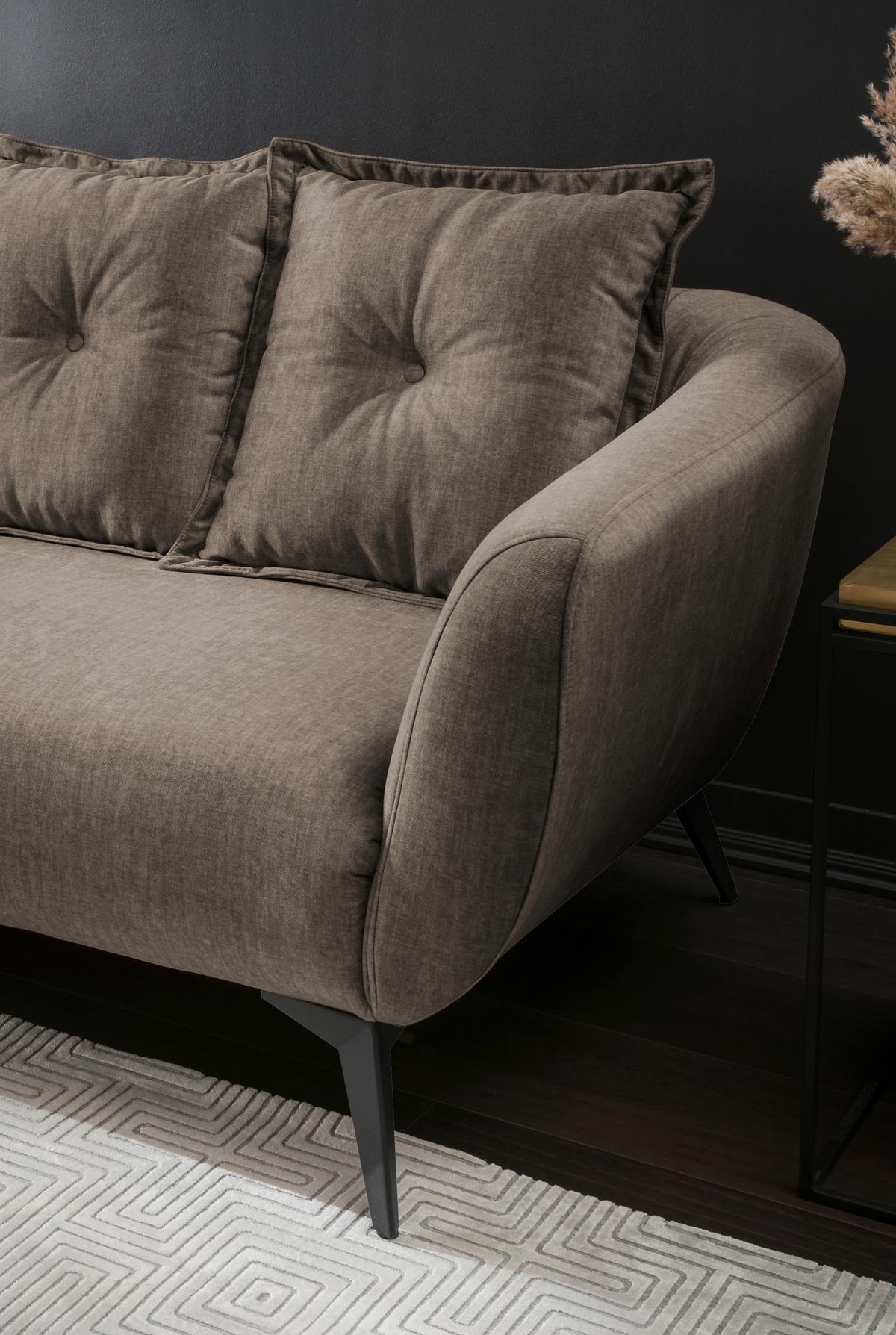 3-sitzer-sofa Baggio Mit Kissen Braun - Schwarz/Braun, MODERN, Holz/Textil (236/94/103cm) - Livetastic