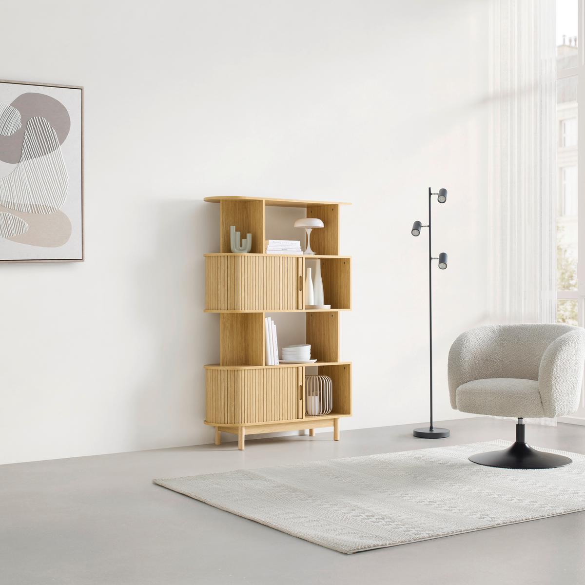 REGÁL SKANDY -EXKLUSIV- - prírodná farba, Modern, drevo/kompozitné drevo (100/156/35cm) - Mömax