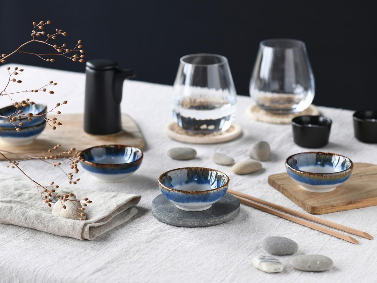 Dipschalenset 6 -teilig. Cascade Steinzeug: Weiß/graublau - Graublau/Weiß, Design, Keramik - Creatable