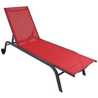 Gartenliege Sonlas Stahl, klappbar - Rot, MODERN, Kunststoff/Textil (32/58/192cm) - Ambia Garden