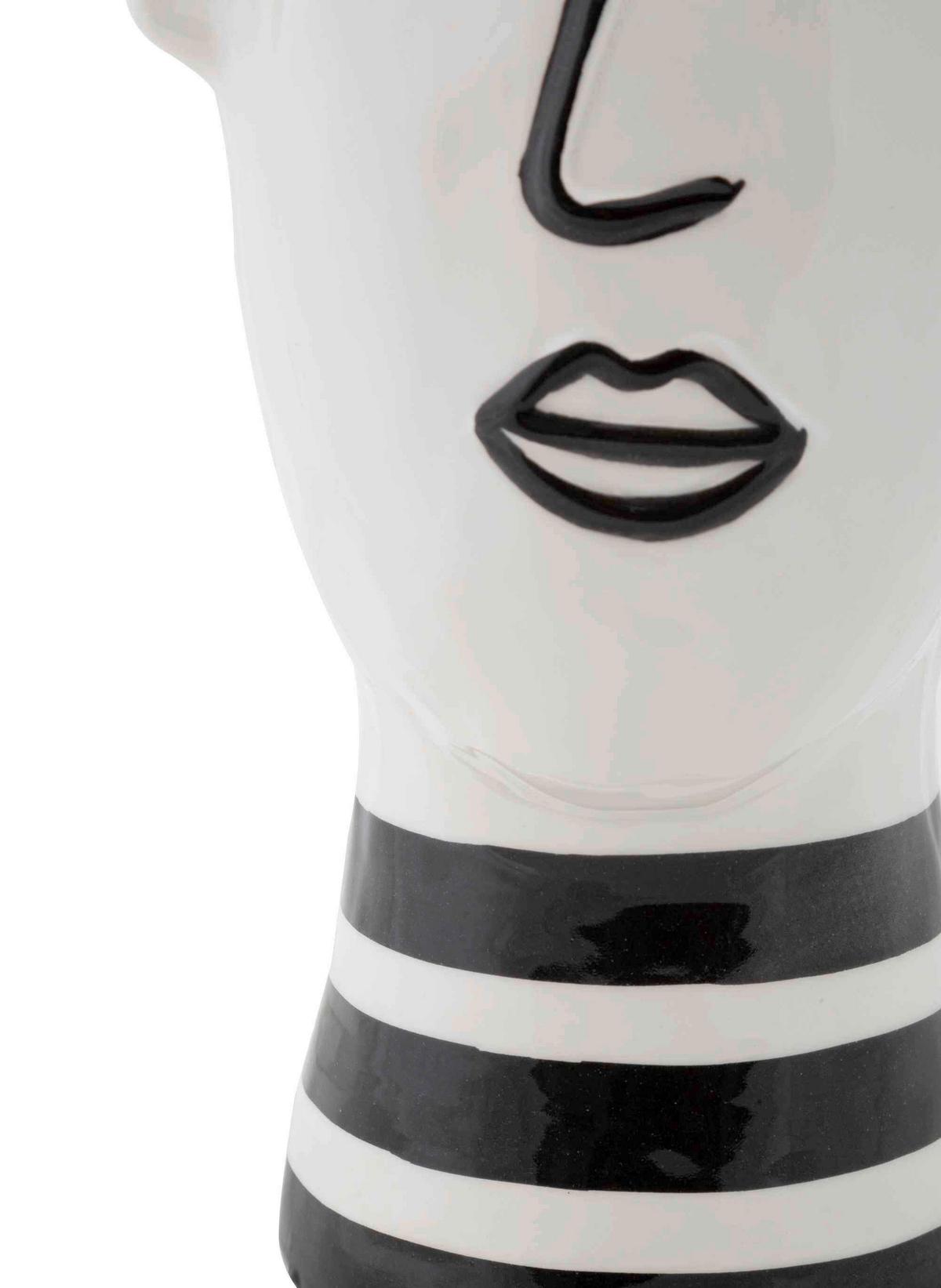 Vase Face Schwarz, Weiß B: 13,2 cm - Schwarz/Weiß, Basics, Keramik (13.2/26.3/11.8cm)