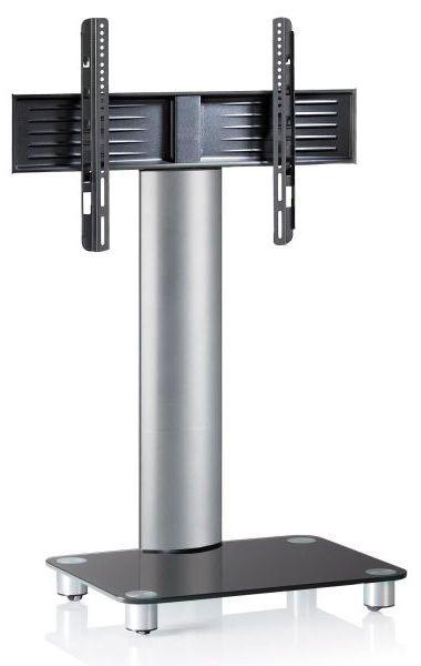 TV-Rack Bis 70" Schwenkbar mit Rollen Tosal Max. 30 Kg - Silberfarben/Schwarz, KONVENTIONELL, Glas/Metall (60/100/44cm) - MID.YOU