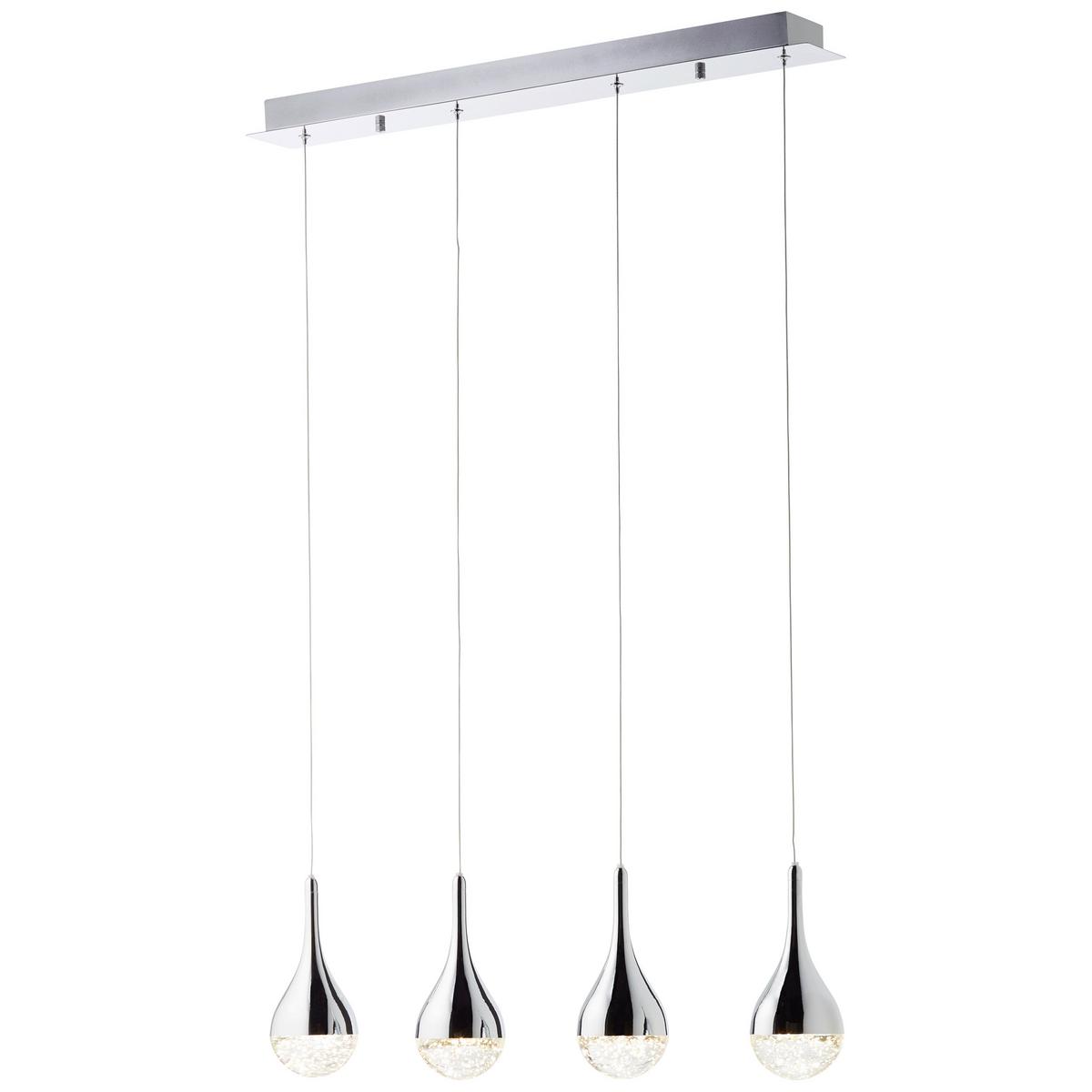 LED-Hängeleuchte Frizzante H: 114,5 cm 4-Flammig Kürzbar - Chromfarben, Design, Glas/Metall (70/9/114,50cm) - Brilliant