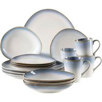 Kombiservice La Sinfonia 4 Personen Geschirr Set - Blau/Weiß, Basics, Keramik (39,5/34,8/35,5cm) - Mäser