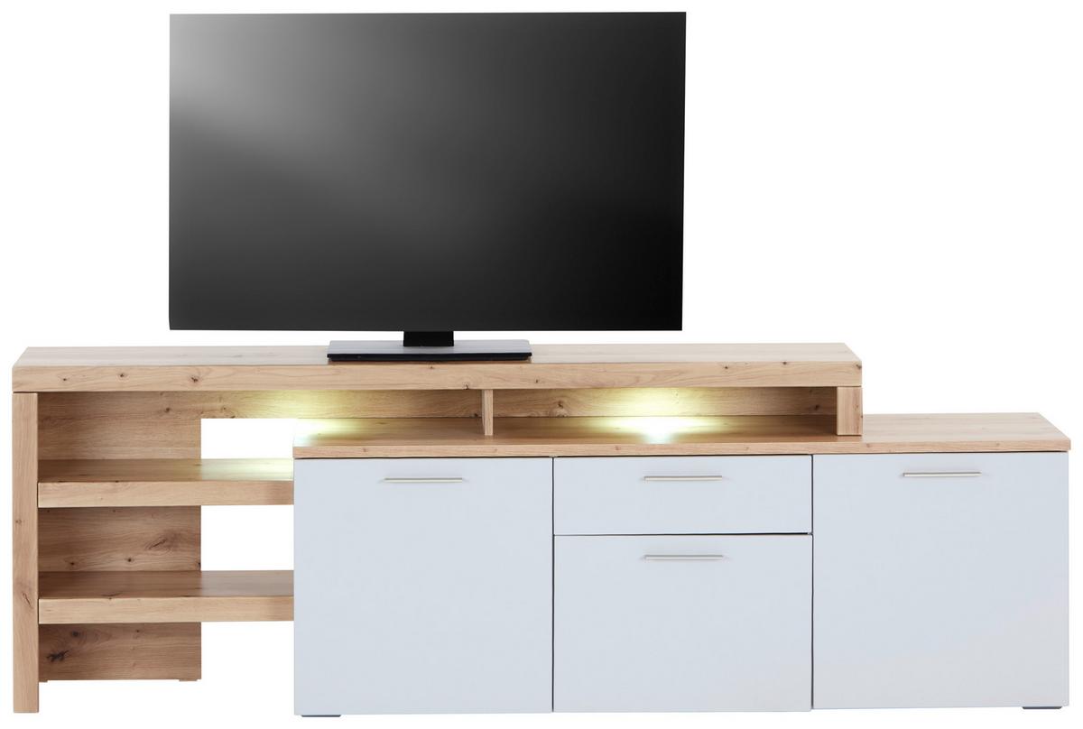 TV-Element Twin B: 205-278,2 cm Hellgrau/Eiche Dekor - Silberfarben/Hellgrau, MODERN, Holzwerkstoff (205-278,2/68,2/37,2cm)