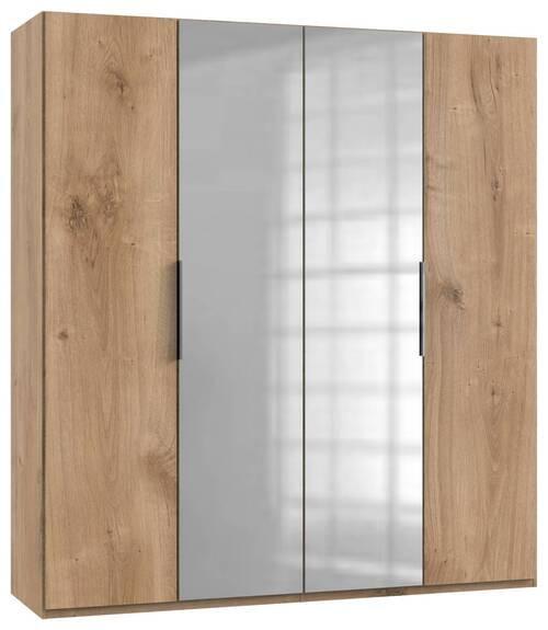 Drehtürenschrank Mit Spiegel 200 Cm Level, Eiche Dekor - Eichefarben, MODERN, Holzwerkstoff (200/216/58cm) - MID.YOU