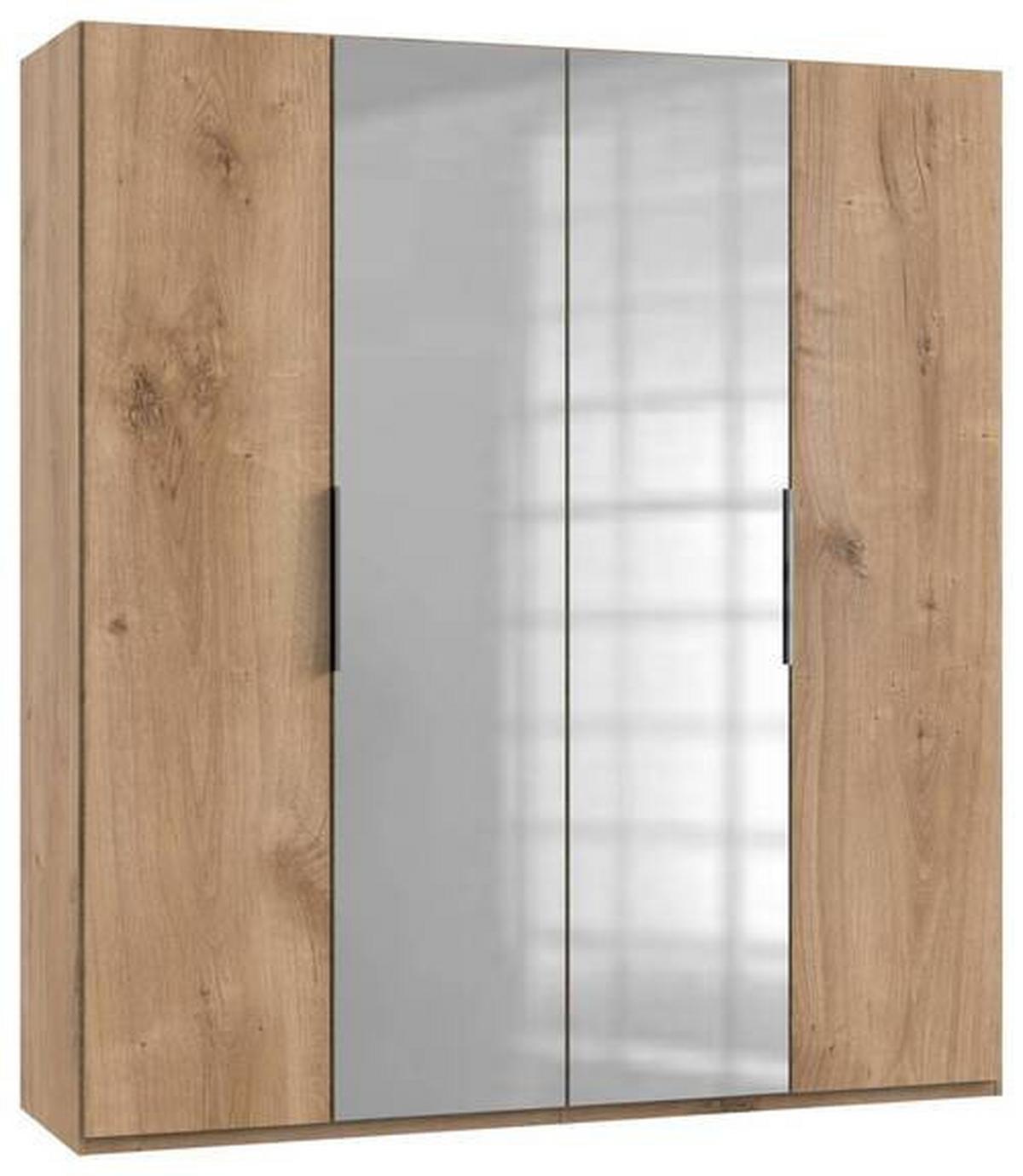 Drehtürenschrank Mit Spiegel 200 cm Level, Eiche Dekor - Eichefarben, MODERN, Holzwerkstoff (200/216/58cm) - MID.YOU
