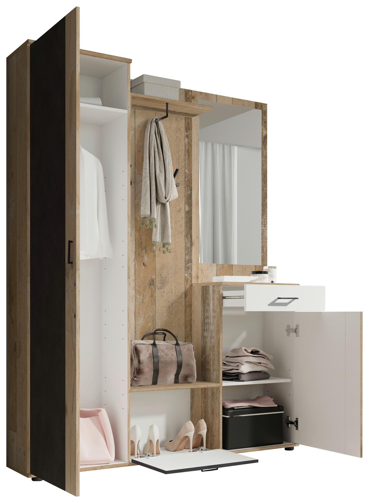 Garderobe Hanna Eichefarben/Anthrazit B: 145cm - Eichefarben/Anthrazit, Design, Holzwerkstoff (145/184/29cm) - Livetastic