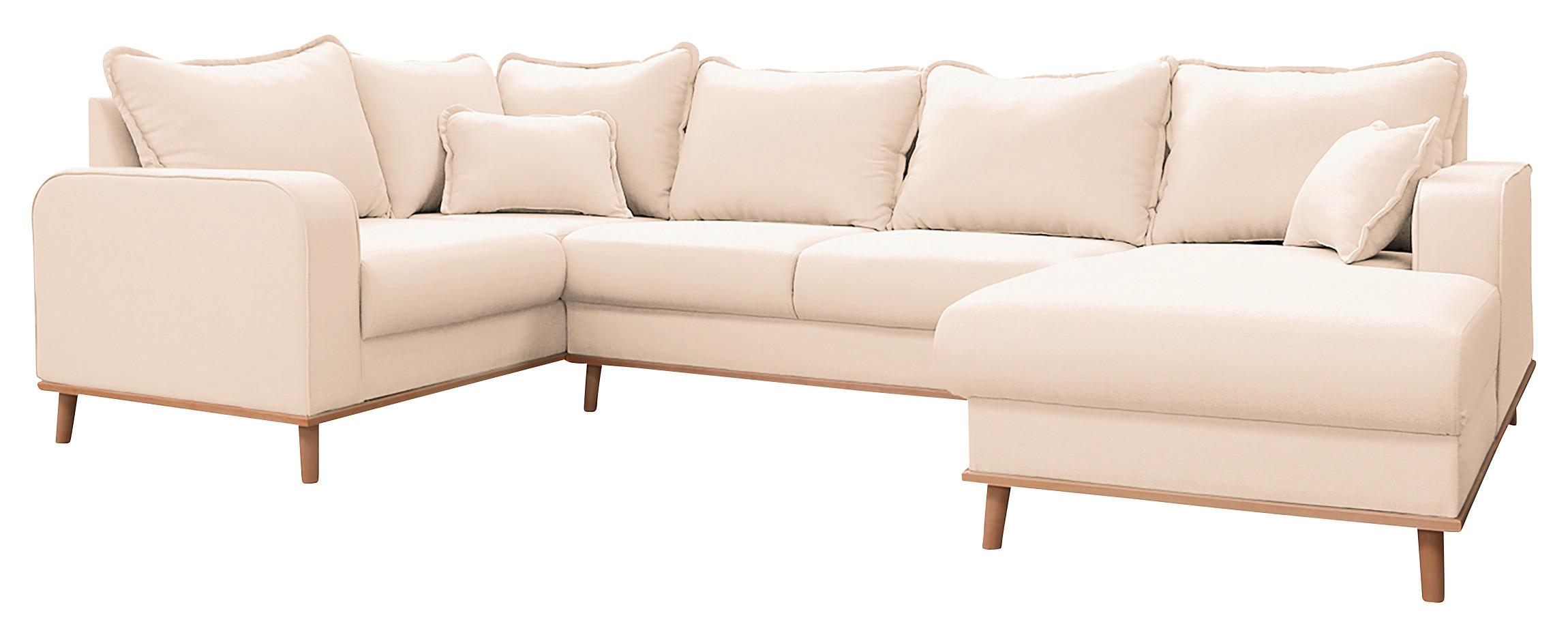 Wohnlandschaft Beata Ecru U: 167x296x170 cm - Wengefarben/Ecru, Design, Textil (167/296/170cm) - Livetastic