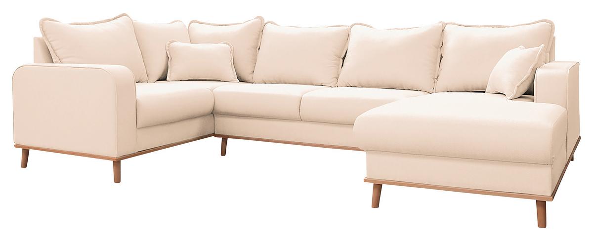 Wohnlandschaft Beata Ecru U: 167x296x170 cm - Wengefarben/Ecru, Design, Textil (167/296/170cm) - Livetastic