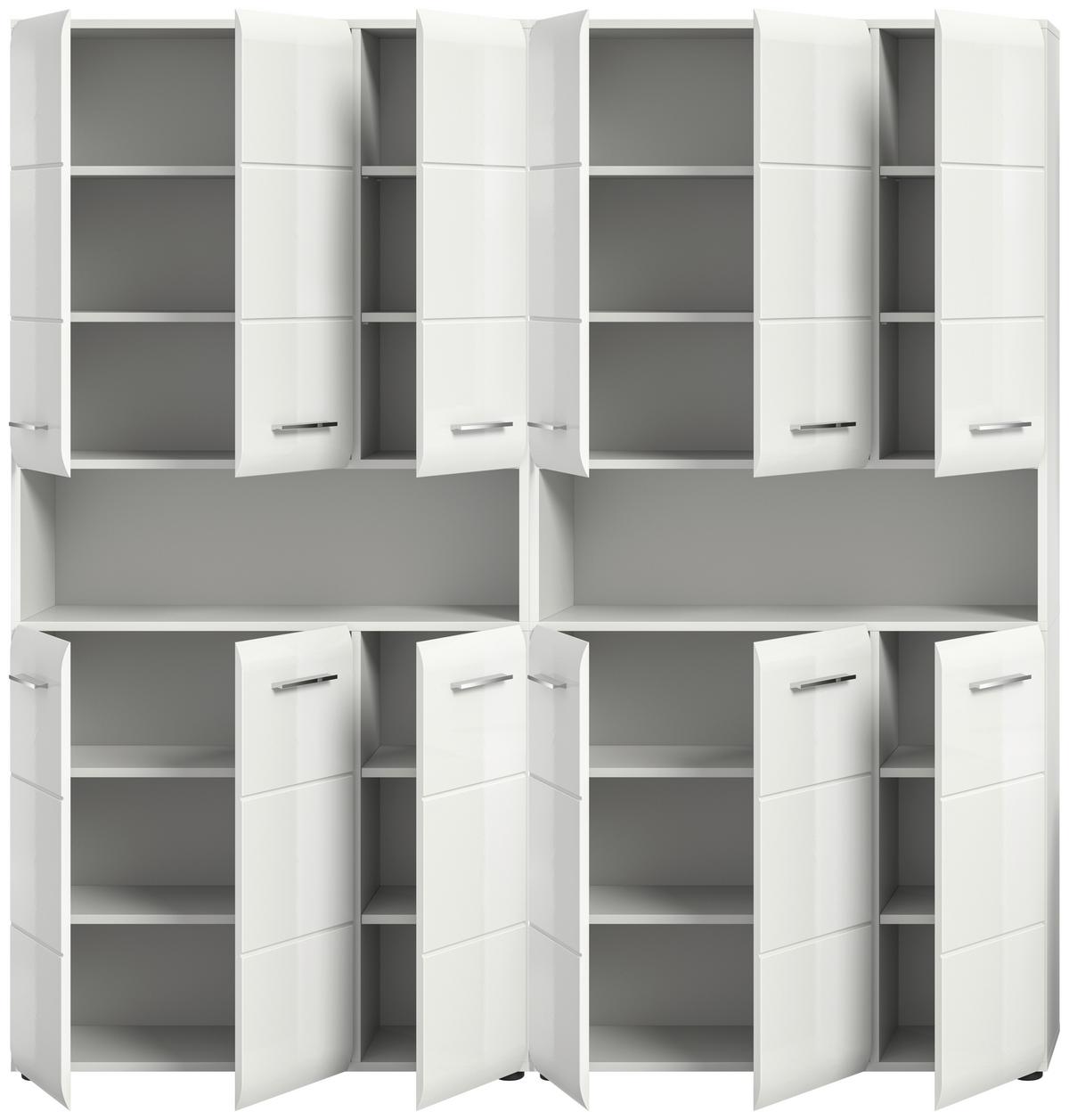 Hochschrank Ice Weiß/weiß Hg B: 180 Cm - Weiß Hochglanz/Schwarz, MODERN, Holzwerkstoff (180/185/30cm) - MID.YOU