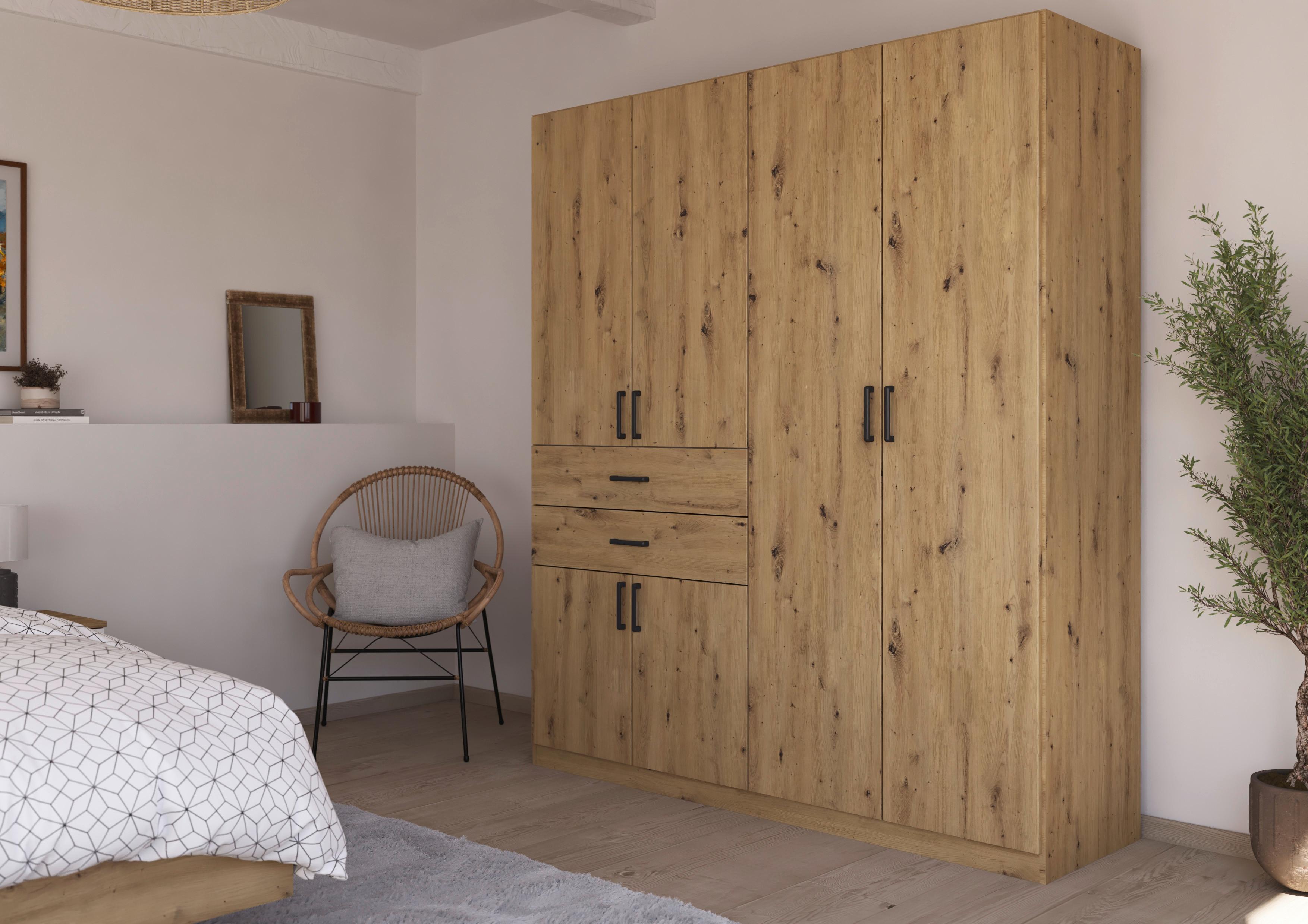 Drehtürenschrank 180 Cm Maika Eiche Artisan - Eiche Artisan, MODERN, Holzwerkstoff (180/210/54cm) - Rauch Möbel