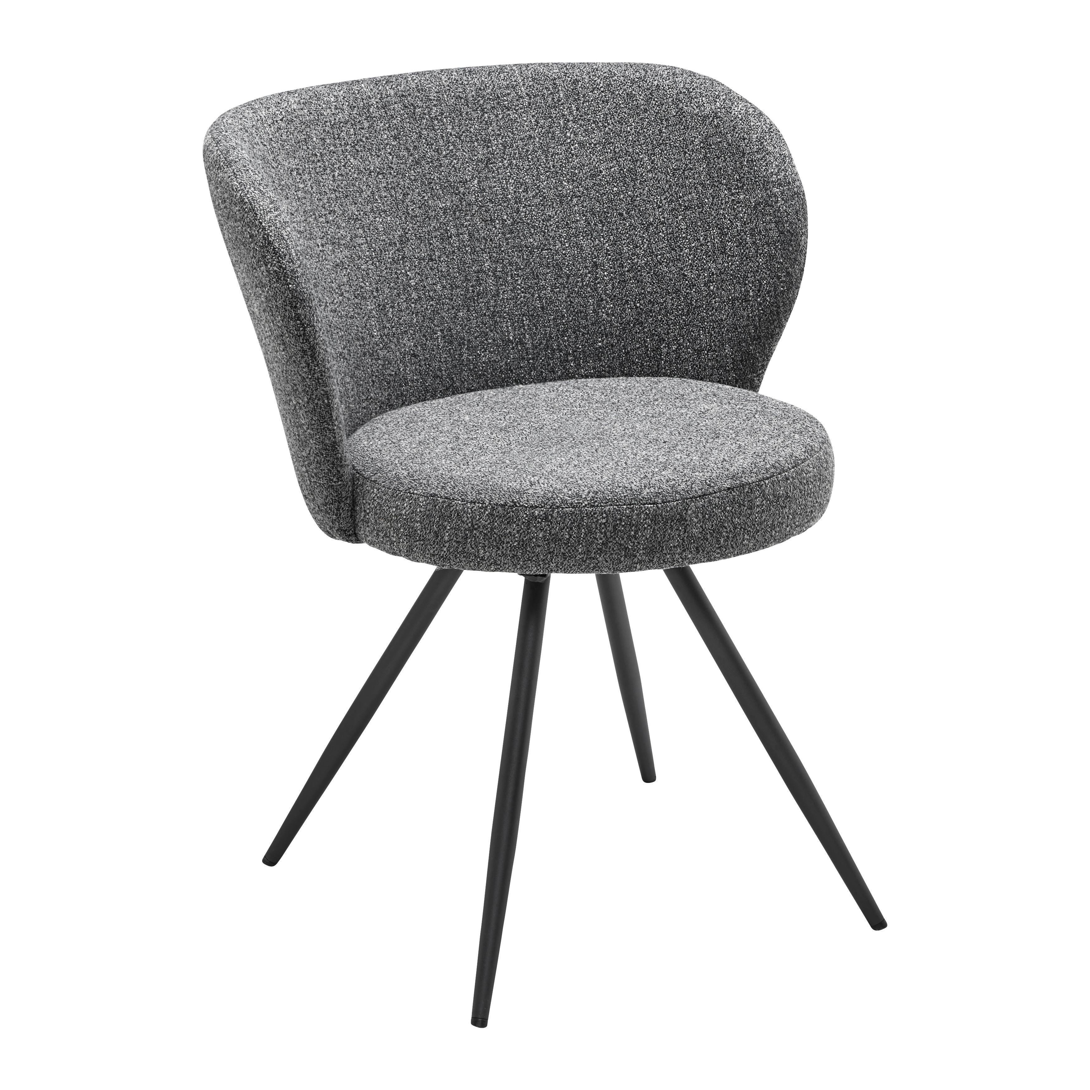Židle s otočným sedákem CARLINA tmavě šedá - černá/tmavě šedá, Moderní, kov/dřevo (60/79/59cm) - Bessagi Home