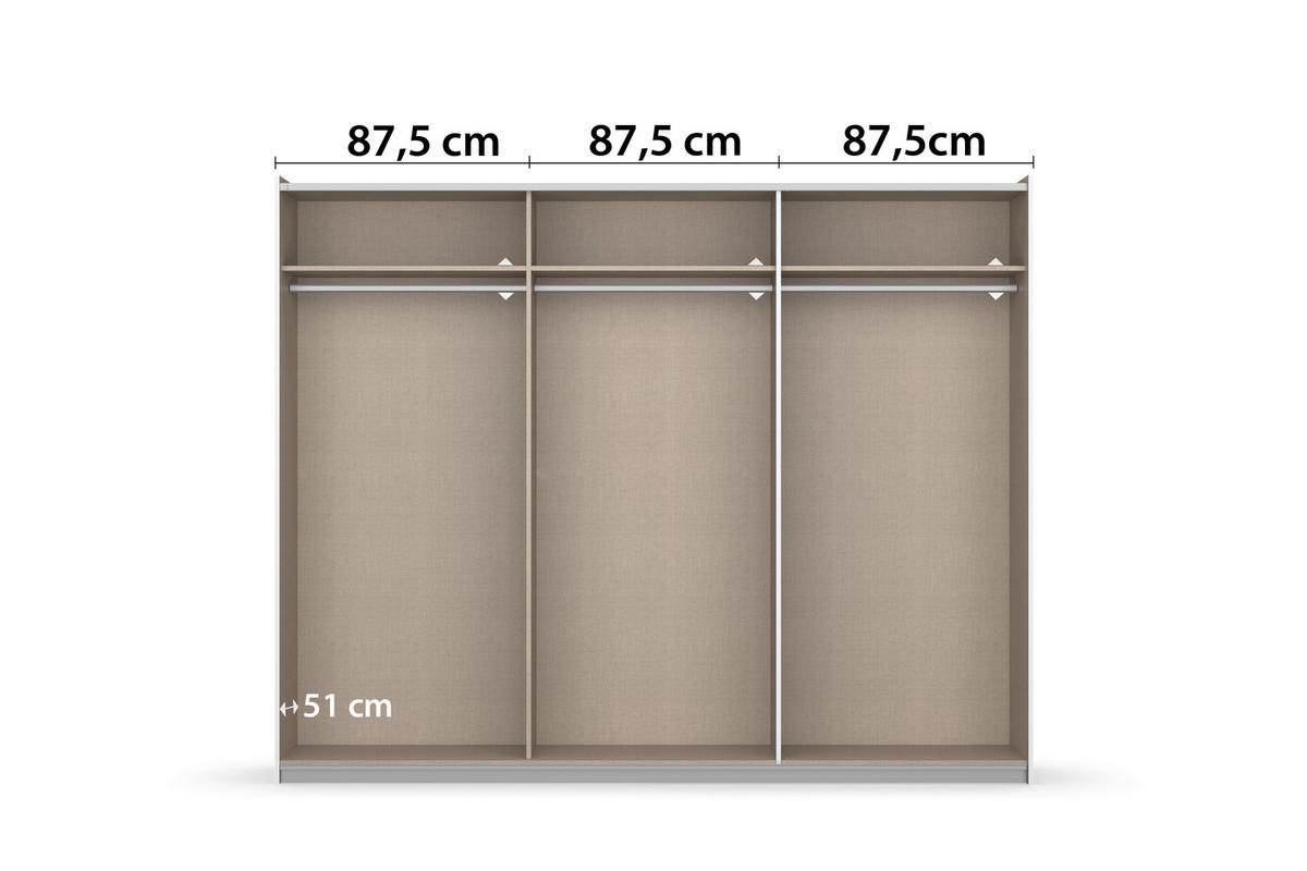 Schwebetürenschrank Neo Grau Champagner B: 261 cm - Champagner/Grau, MODERN, Holzwerkstoff (261/210/59cm) - Rauch Möbel