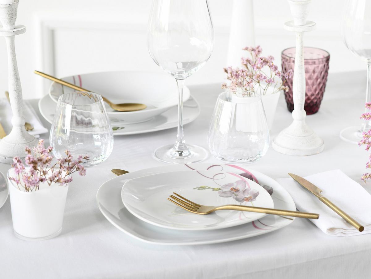 Speisetellerset Square Orchidee, 18--Teilig., Multicolor - Multicolor, Trend, Keramik - Creatable
