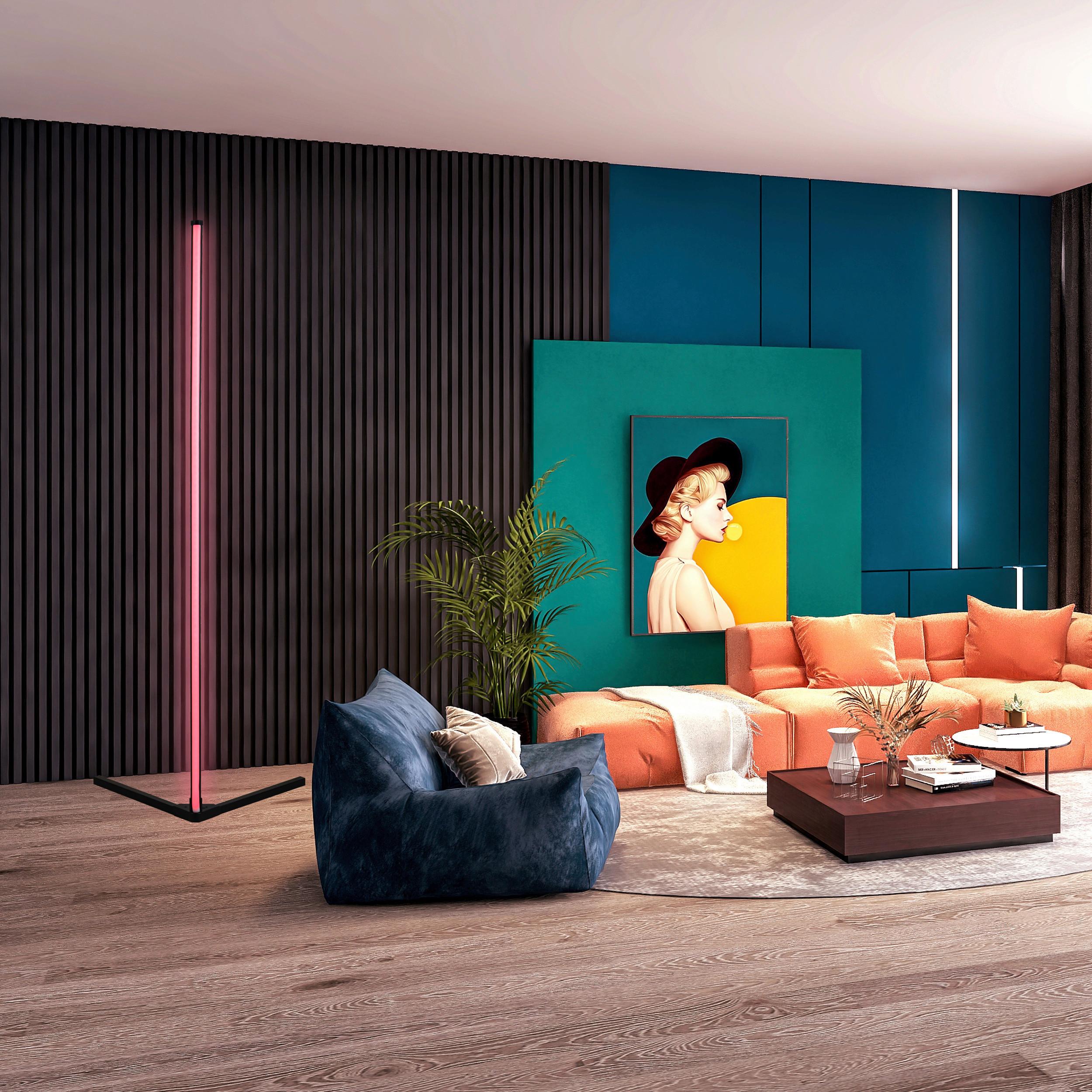 Stojací Led Svítidlo Julika - černá, Moderní, kov/plast (38,5/38,4/140cm) - Modern Living