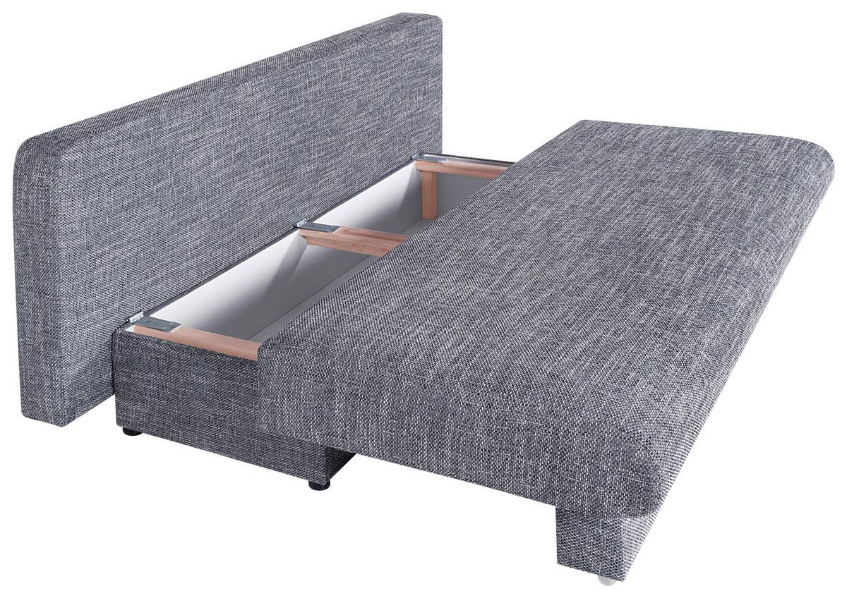 Rozkládací pohovka BORA, šedá, s úložným prostorem - šedá/černá, Design, kompozitní dřevo/textil (193/85/86cm) - P & B