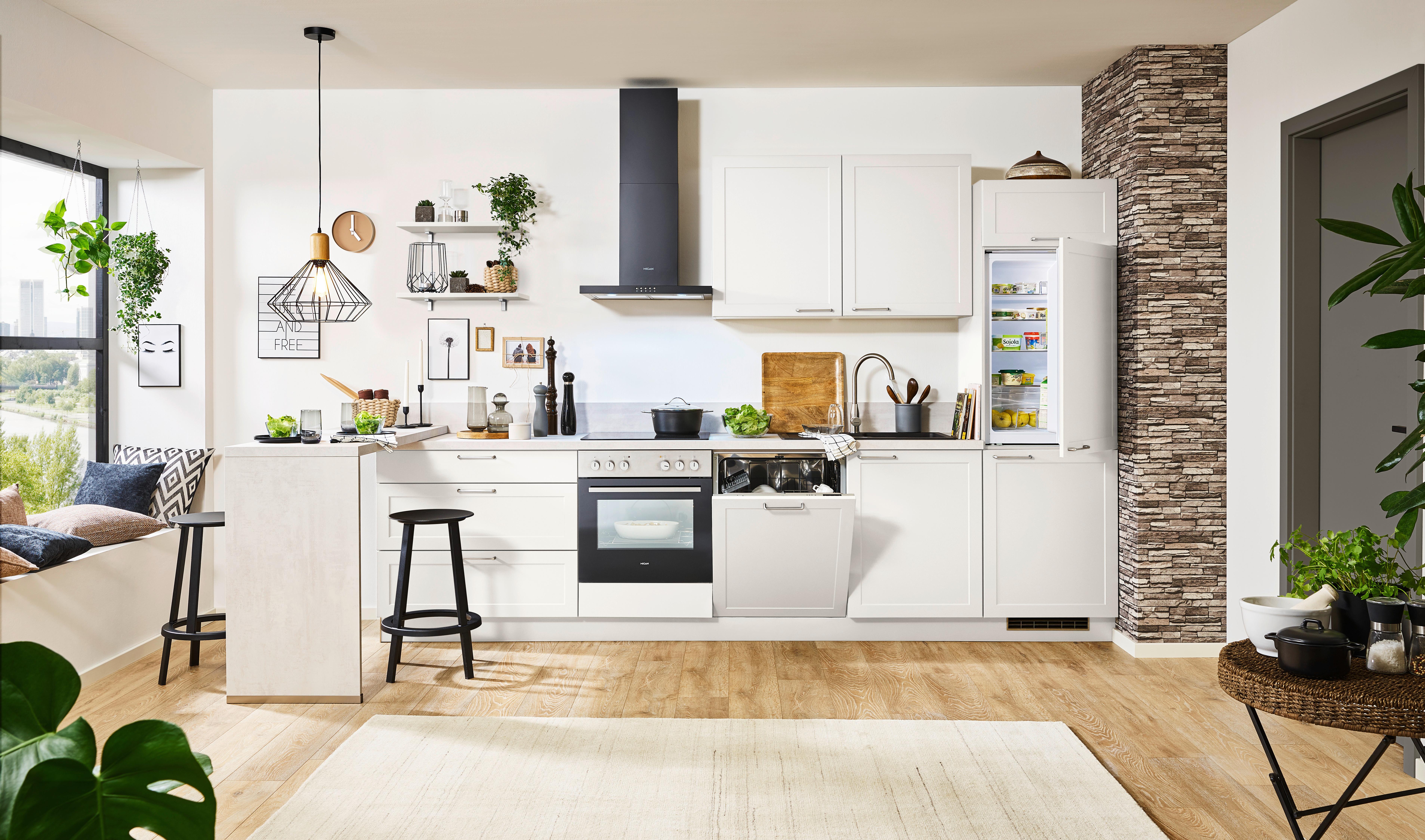 KUCHYŇSKÝ BLOK BEZ SPOTŘEBIČŮ HOME - magnolie/světle šedá, Romantický / Rustikální, kov/kompozitní dřevo (150/270cm) - Express