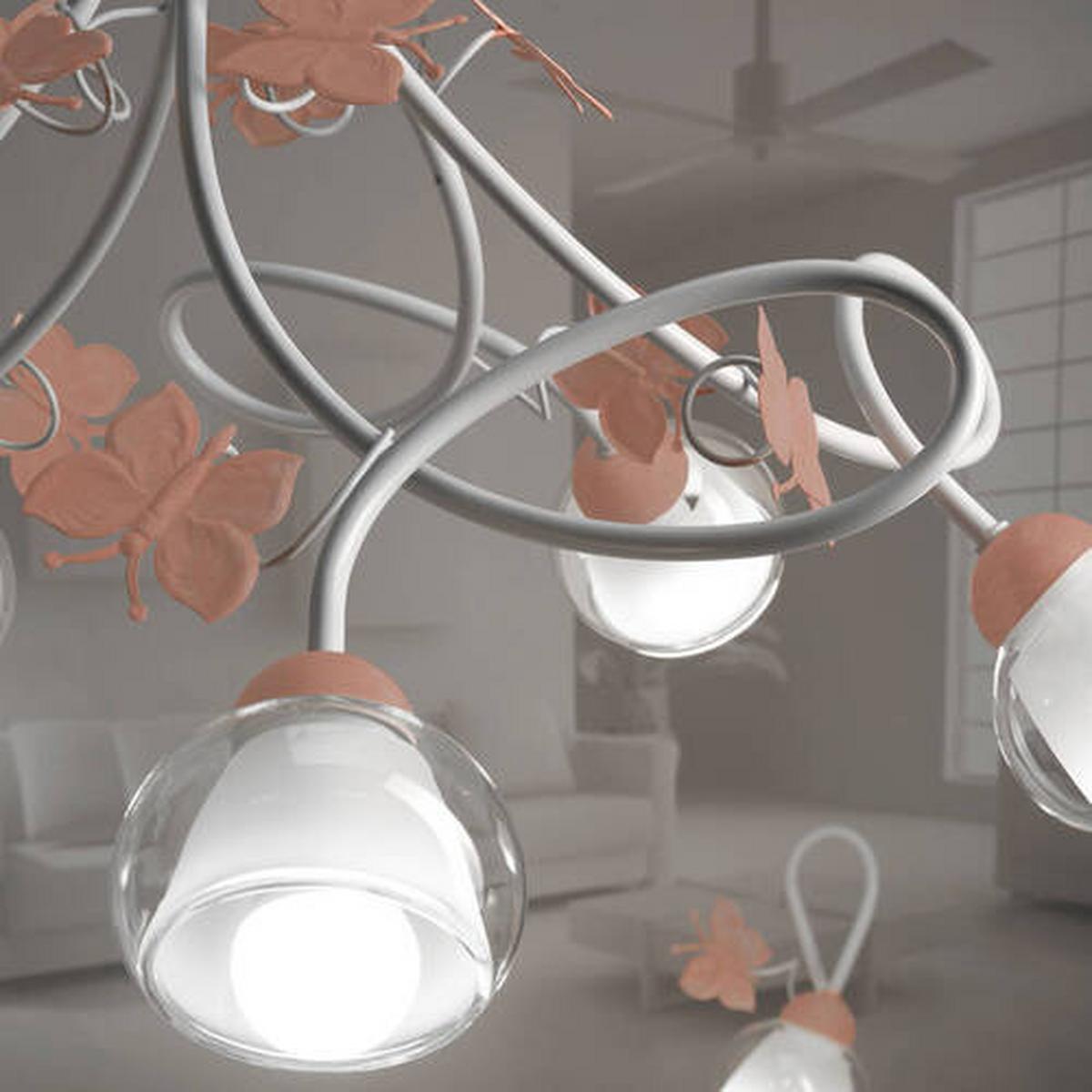 Kinderhängeleuchte 4924/5 - Pink/Weiß, Basics, Glas/Metall (70/80cm)