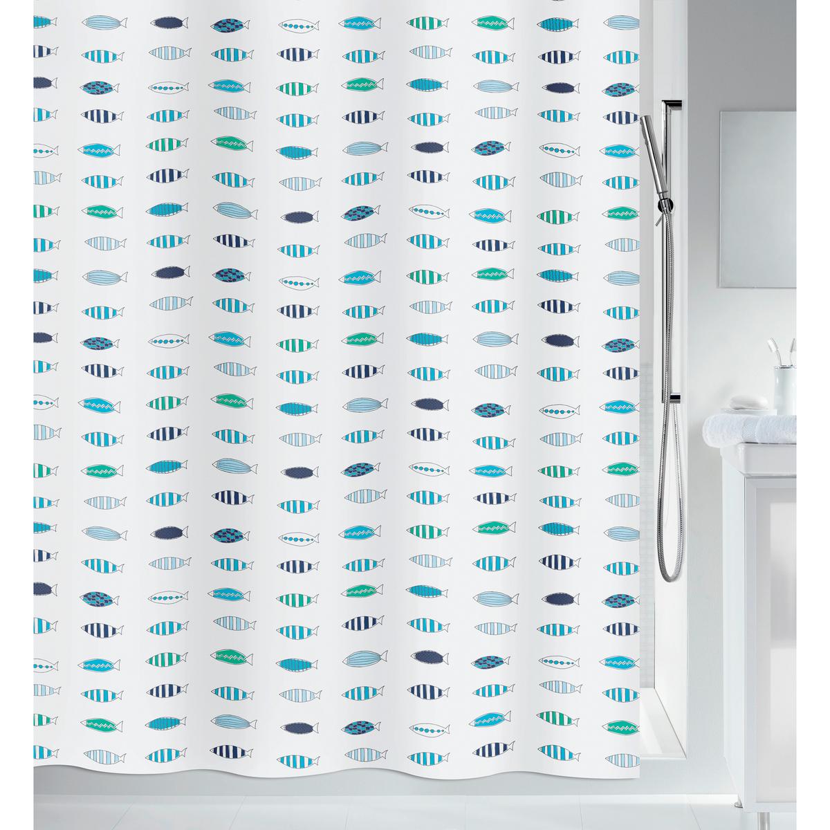 Duschvorhang Santorini Polyester ca. 180x200 cm - Blau, Basics, Textil (180/200cm) - Spirella
