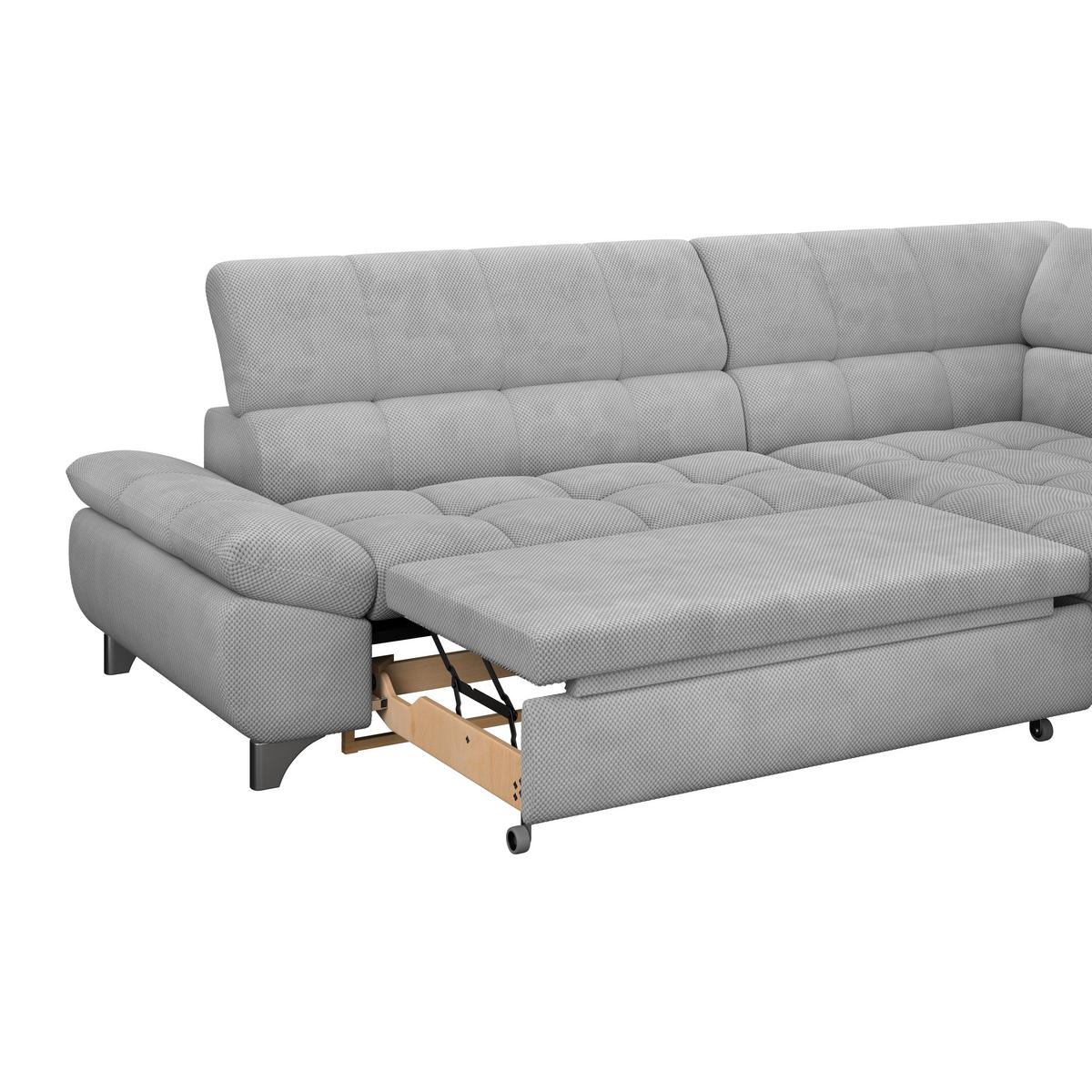 Ecksofa Gemini Hellgrau, B: 312 Cm - Chromfarben/Hellgrau, KONVENTIONELL, Textil (312/234cm)