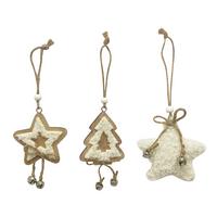 Dekohänger Lena - Braun/Weiß, KONVENTIONELL, Holz/Textil - Luca Bessoni