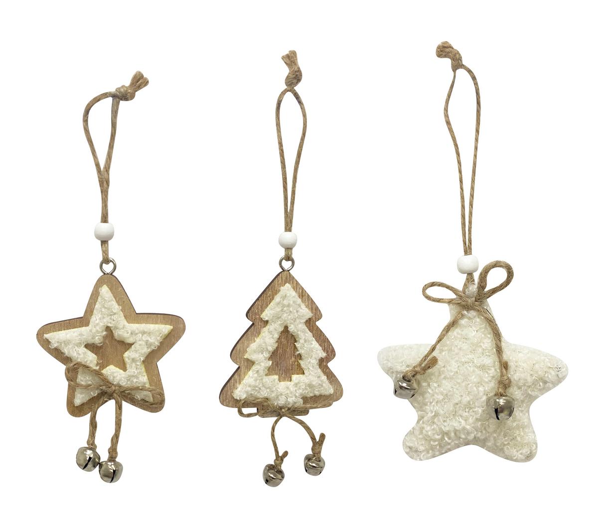 Dekohänger Lena - Braun/Weiß, KONVENTIONELL, Holz/Textil - Luca Bessoni