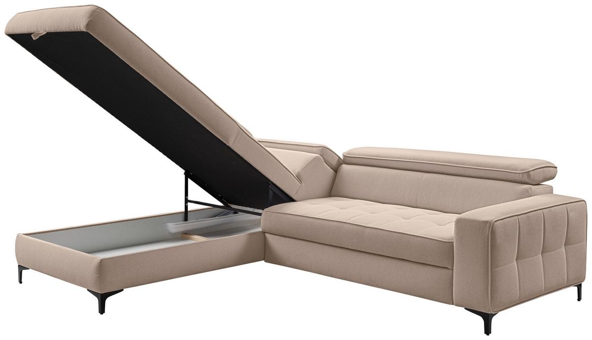 Ecksofa Nala Taupe S: 203x251cm - Taupe/Schwarz, Design, Textil (203/251cm) - MID.YOU