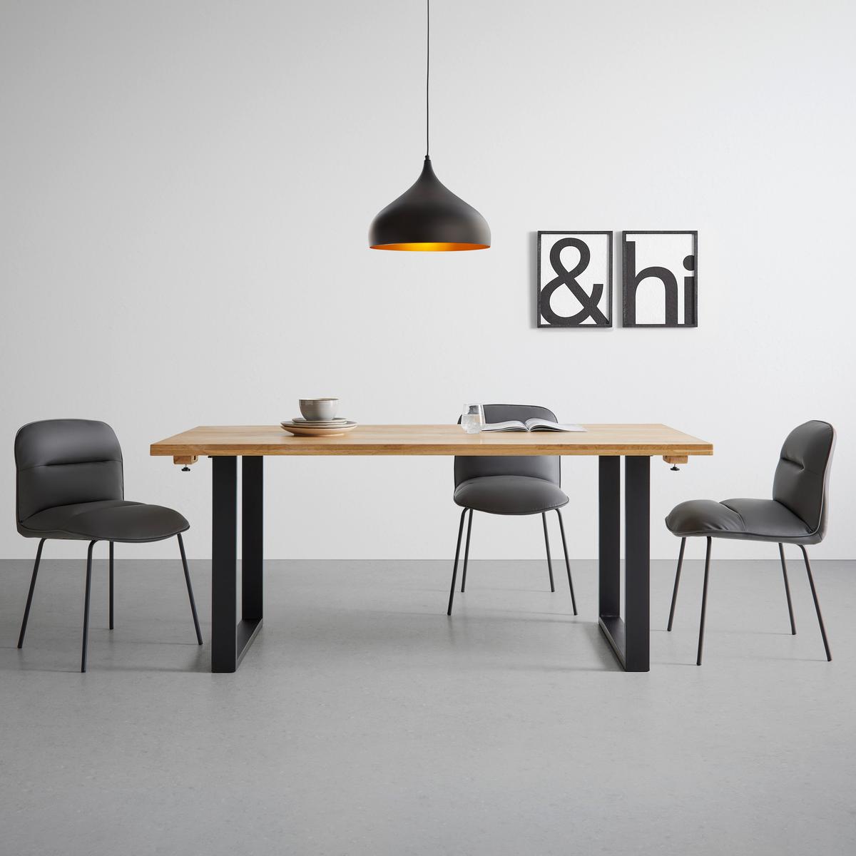 Rozkládací stůl ADAMO masiv 180-220 x 90 cm - černá/barvy dubu, Moderní, kov/dřevo (180-220/90/76cm) - P & B