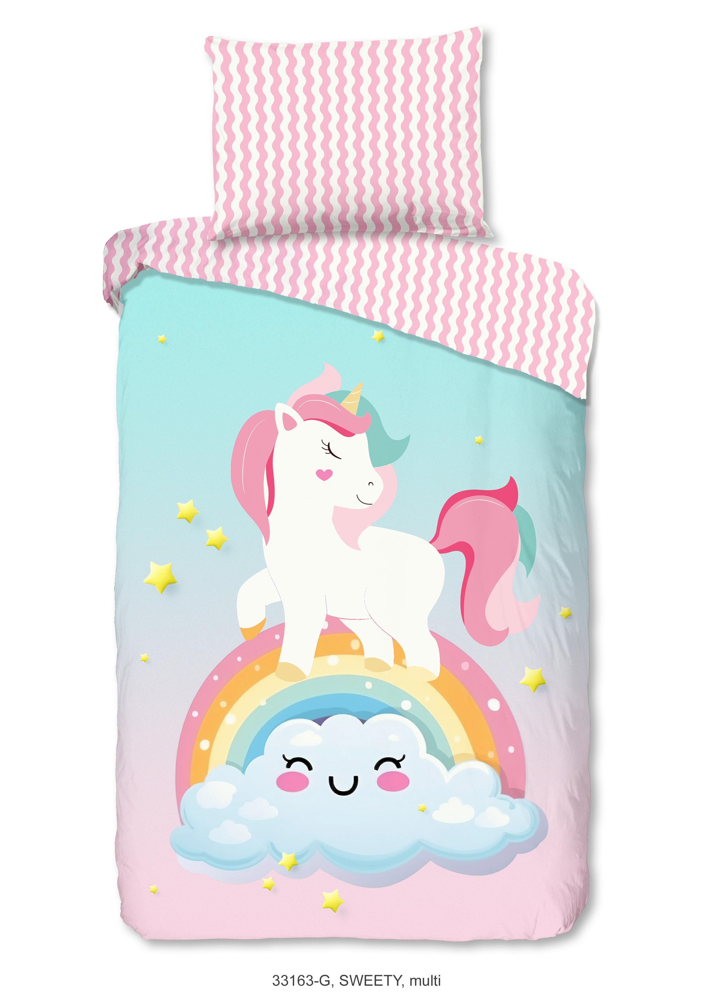 KINDERBETTWÄSCHE SWEETY - Türkis/Hellrosa, Trend, Textil (140/200cm)