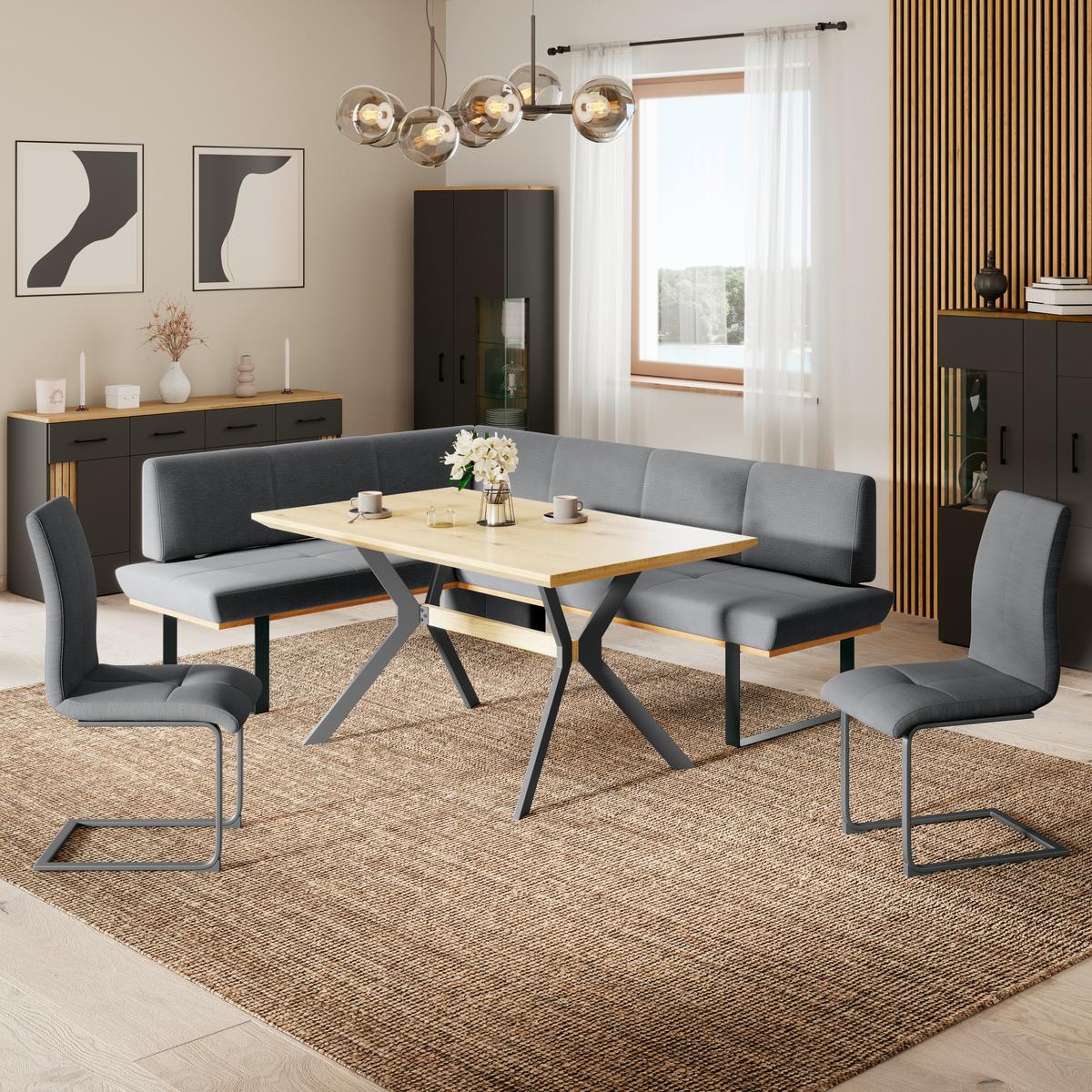 Eckbank Tristan Webstoff schwarz,S:195x245cm - Schwarz, MODERN, Holz/Textil (195/245cm) - James Wood
