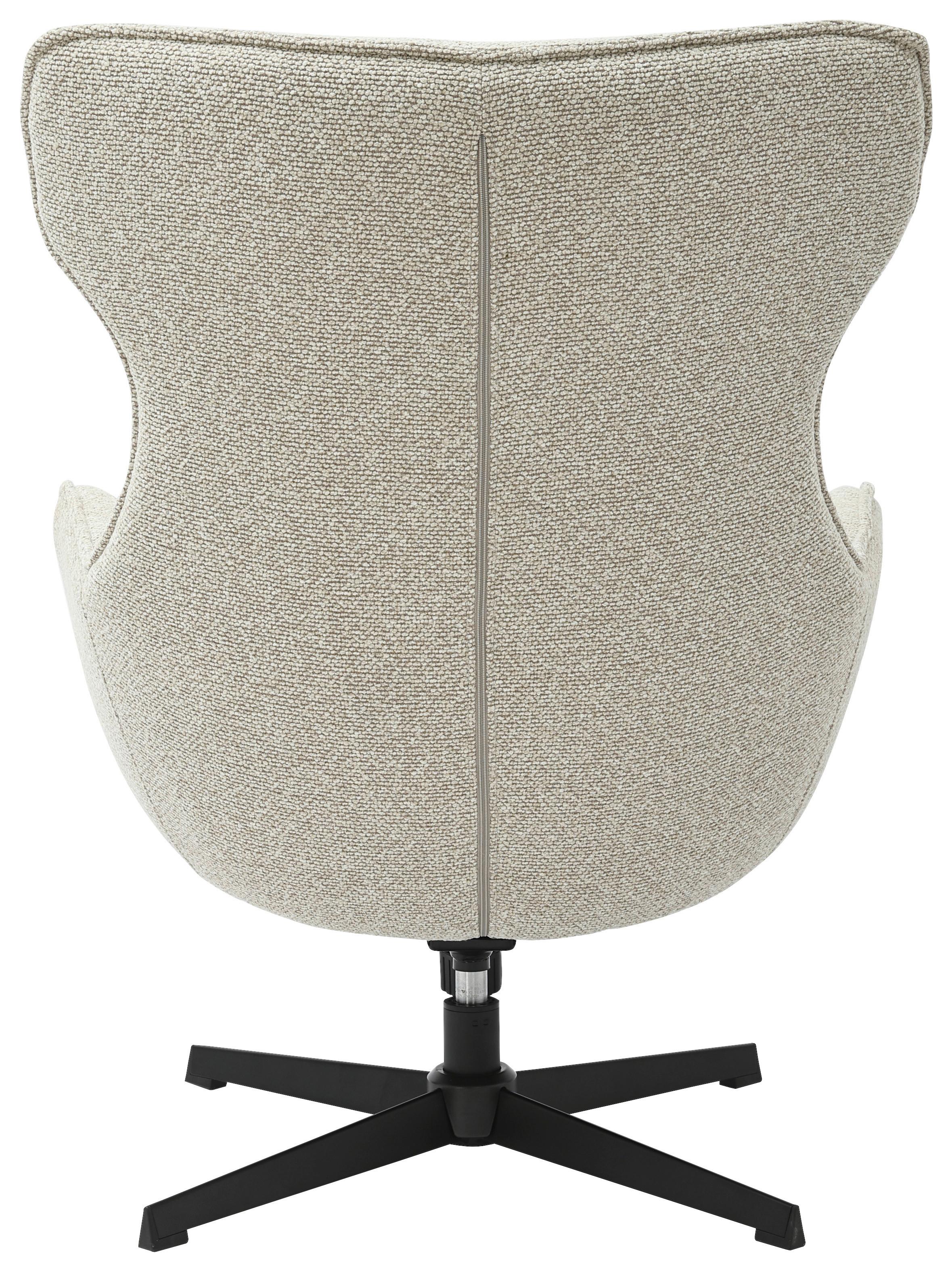 Relaxsessel Bogota Beige, 360° Drehbar - Beige/Schwarz, MODERN, Textil/Metall (76/101/86cm) - Luca Bessoni