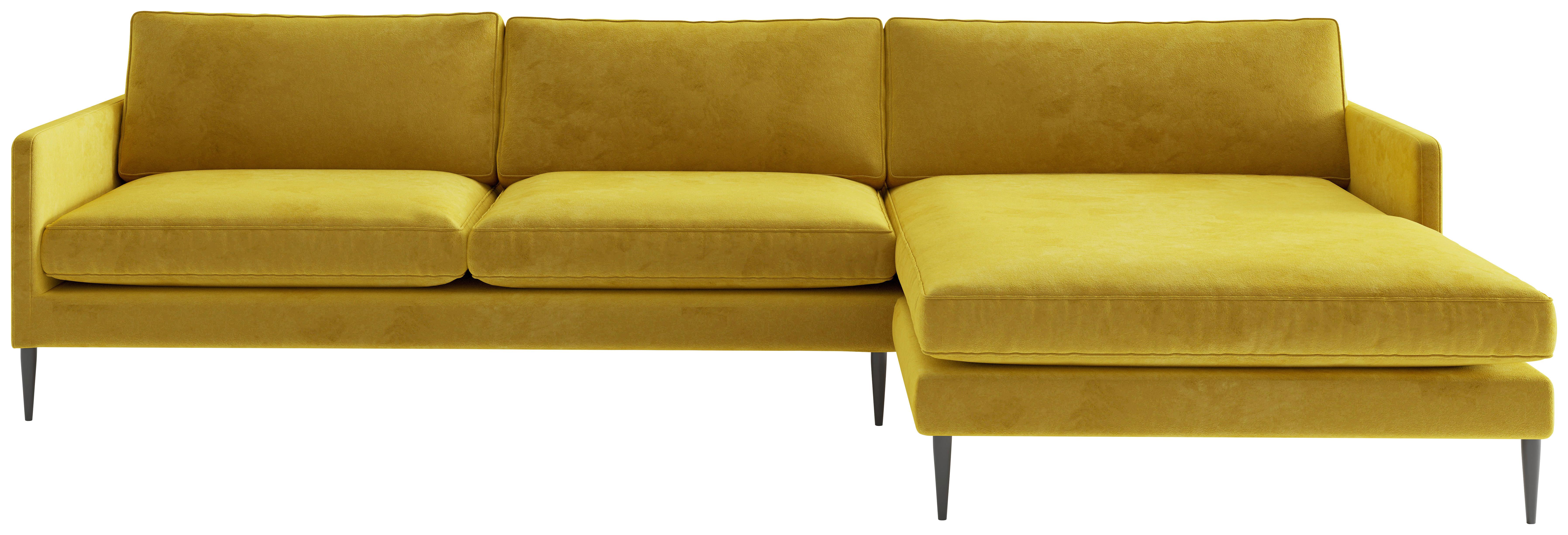 Ecksofa Justin - Goldfarben, Design, Textil (277/154/154cm) - Livetastic